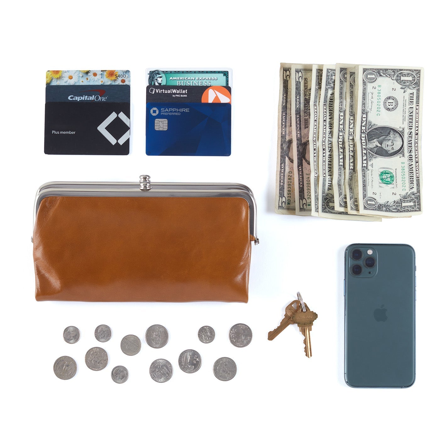 Lauren Clutch-Wallet in Metallic Leather - Gold Leaf - Image 8