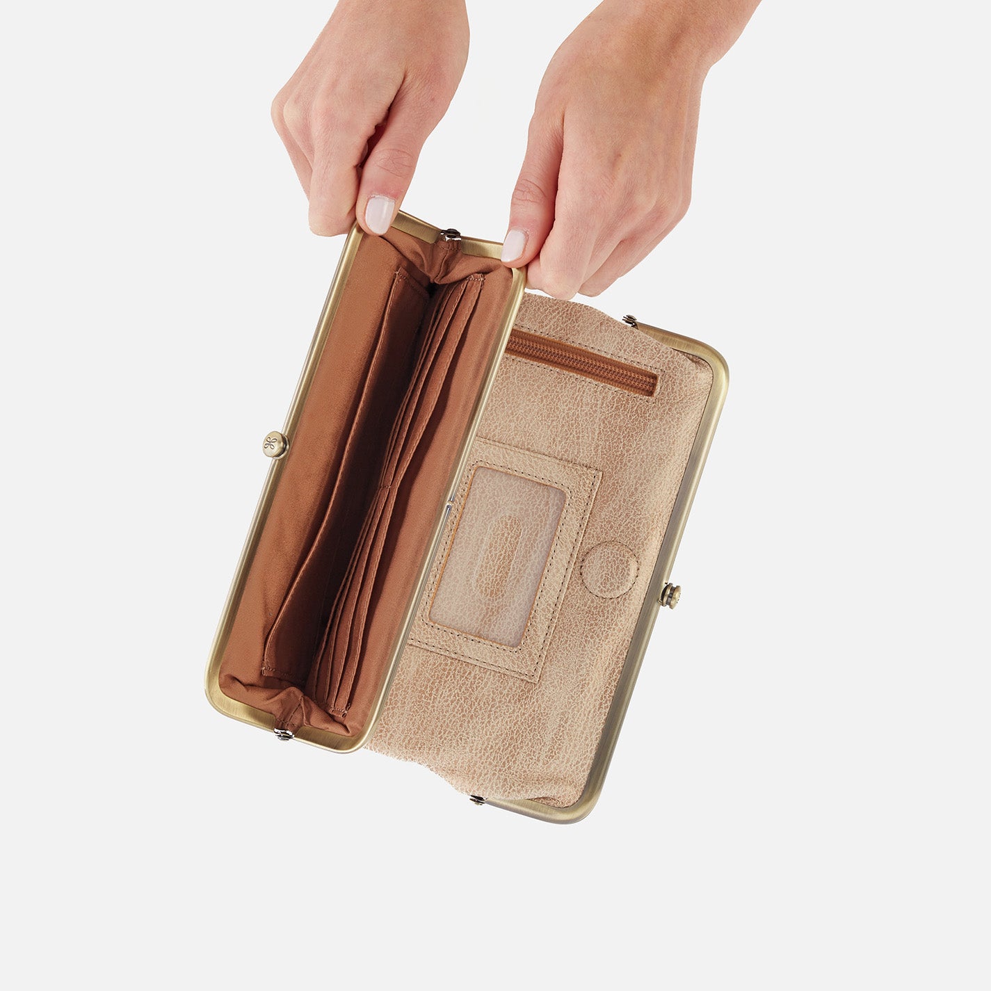 Lauren Clutch-Wallet in Metallic Leather - Gold Leaf - Image 5