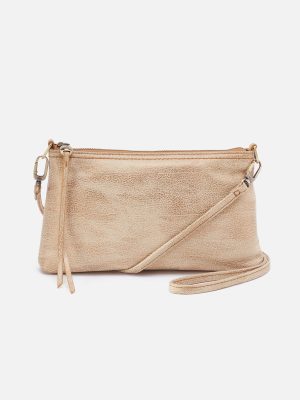 Darcy Crossbody in Metallic Leather - Gold Leaf