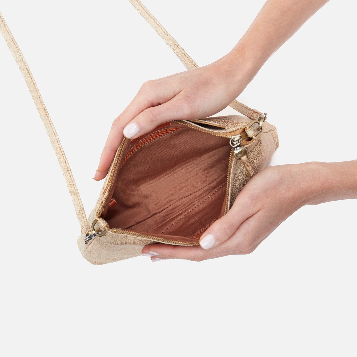 Darcy Crossbody in Metallic Leather - Gold Leaf - Image 4
