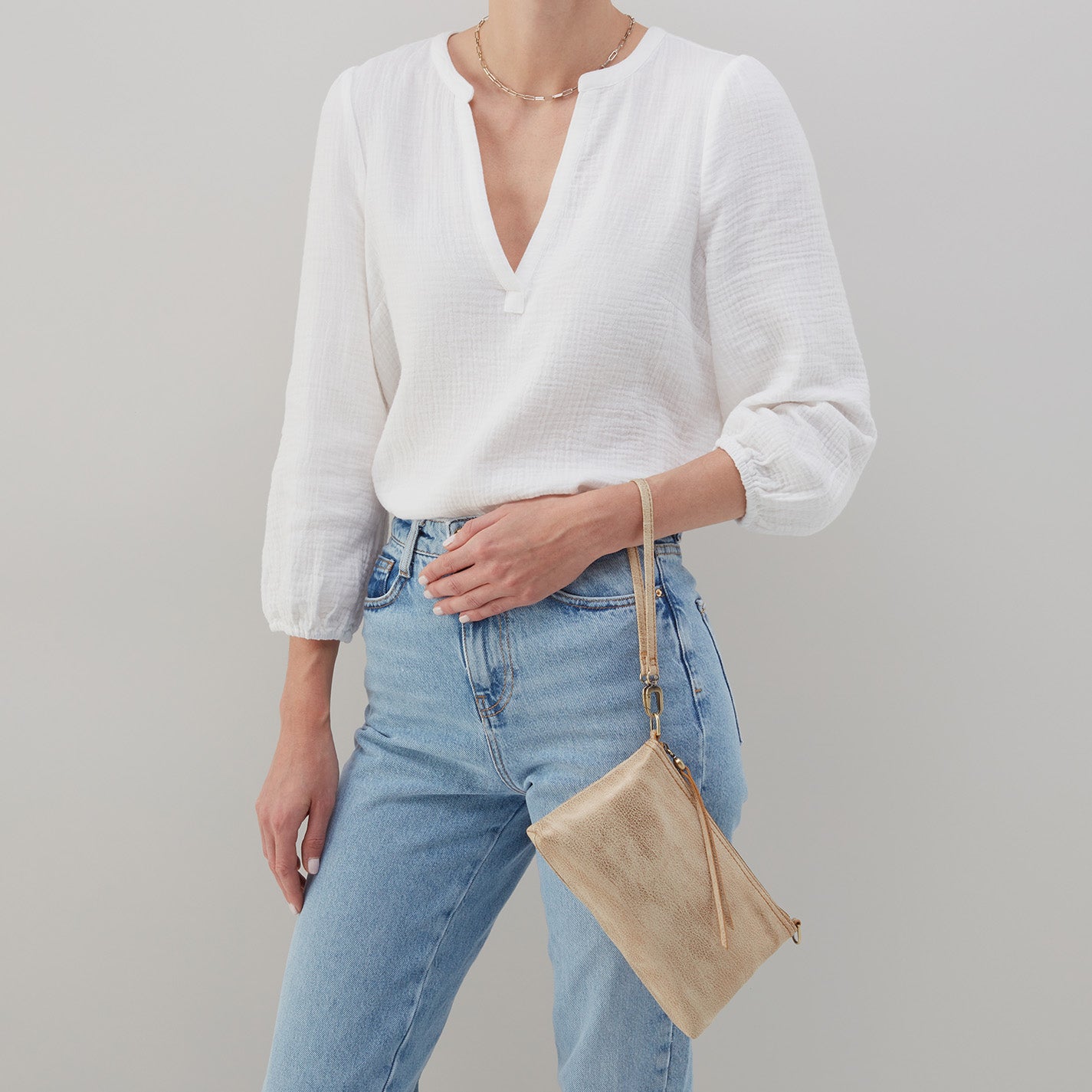 Darcy Crossbody in Metallic Leather - Gold Leaf - Image 6