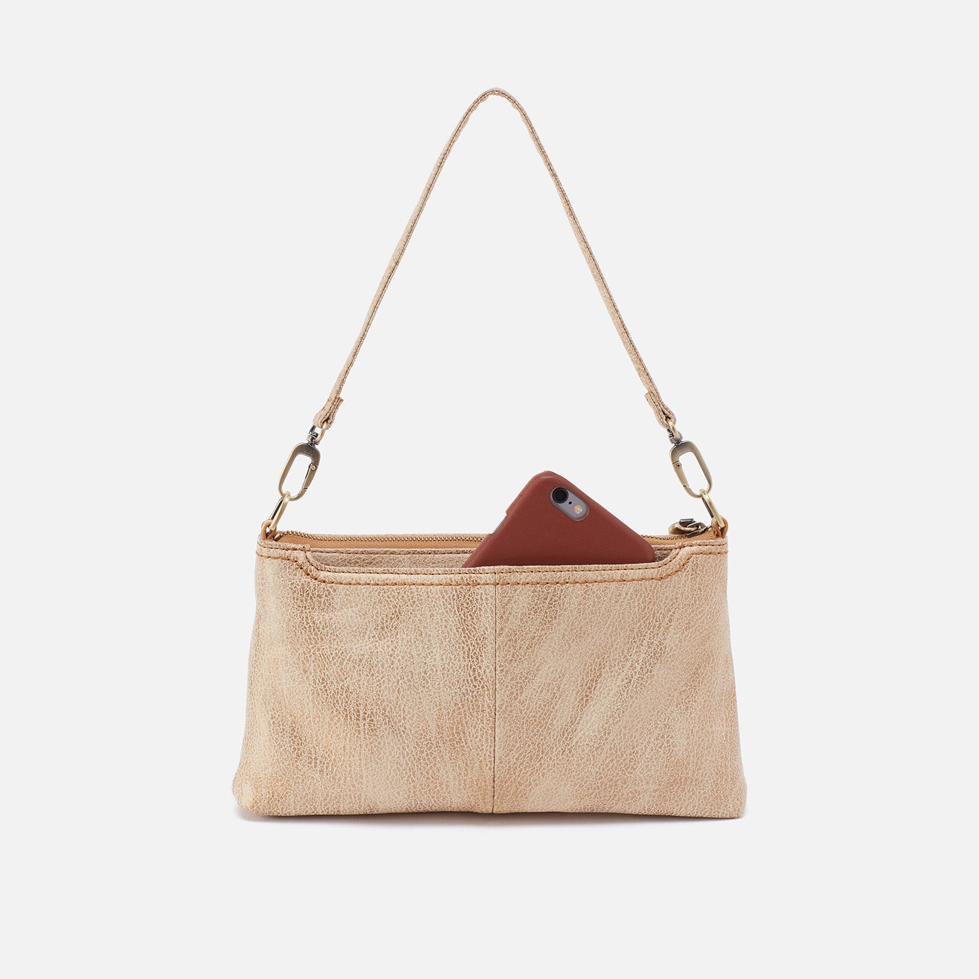 Darcy Crossbody in Metallic Leather - Gold Leaf - Image 7