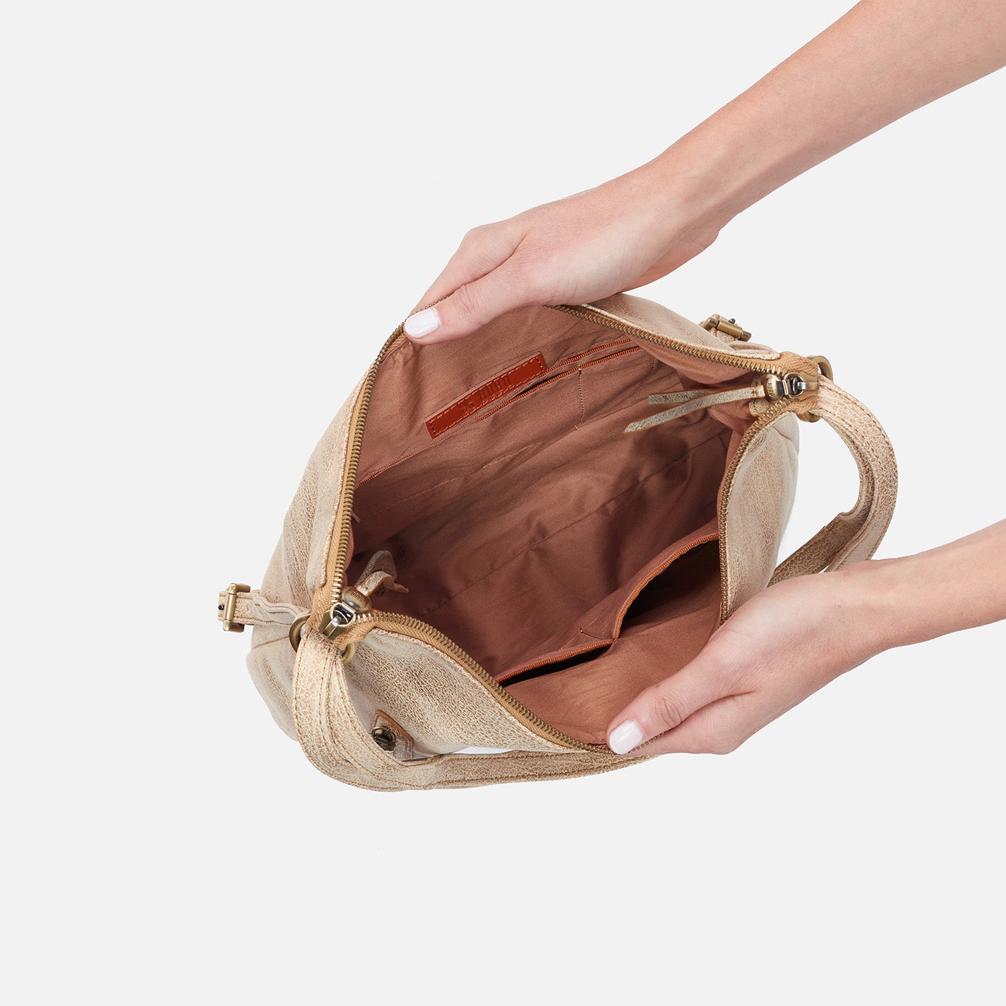 Merrin Convertible Backpack in Metallic Leather - Gold Leaf - Image 3