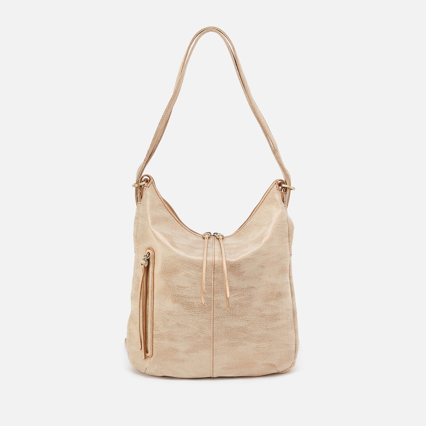 Merrin Convertible Backpack in Metallic Leather - Gold Leaf - Image 5