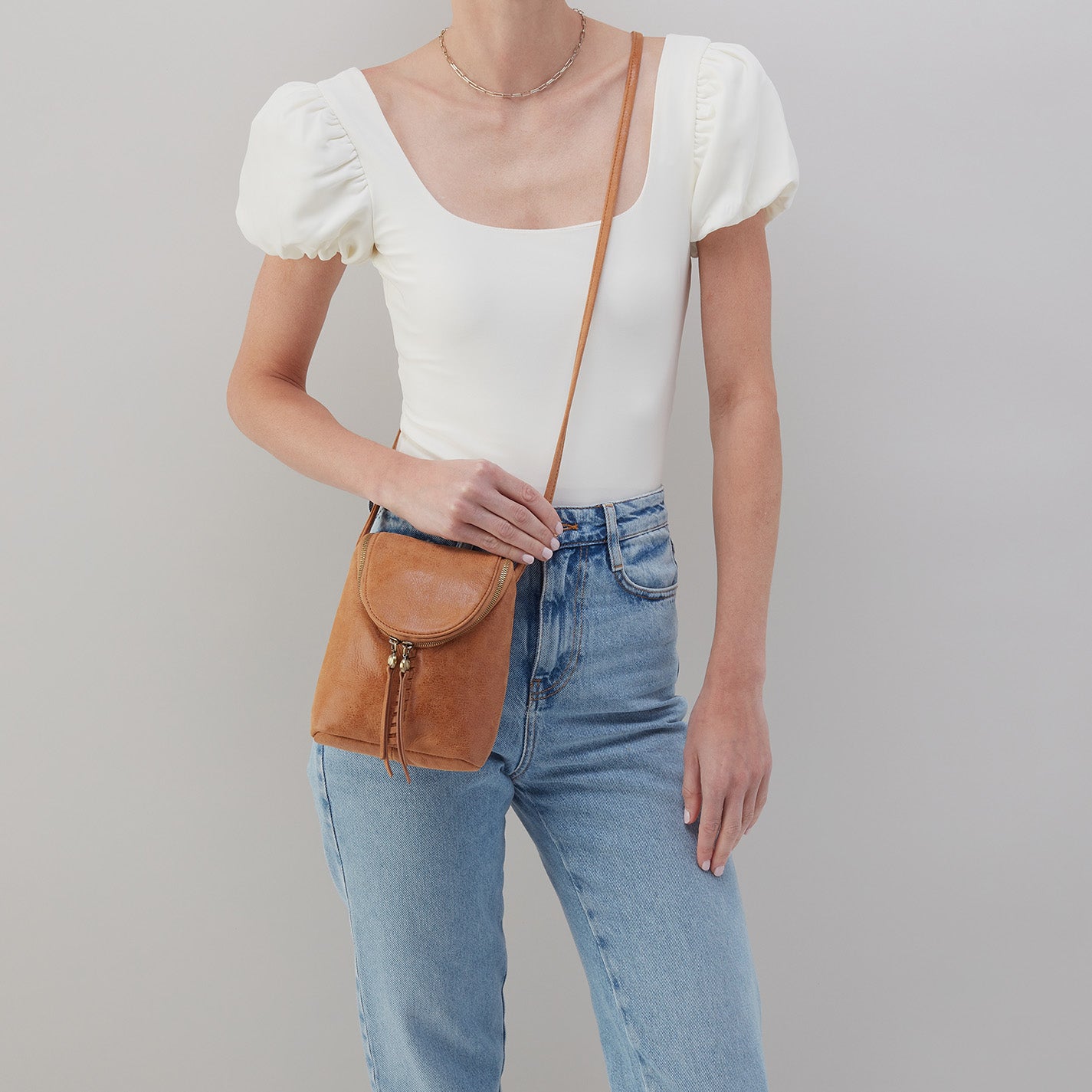Fern Crossbody In Buffed Leather - Whiskey - Image 3