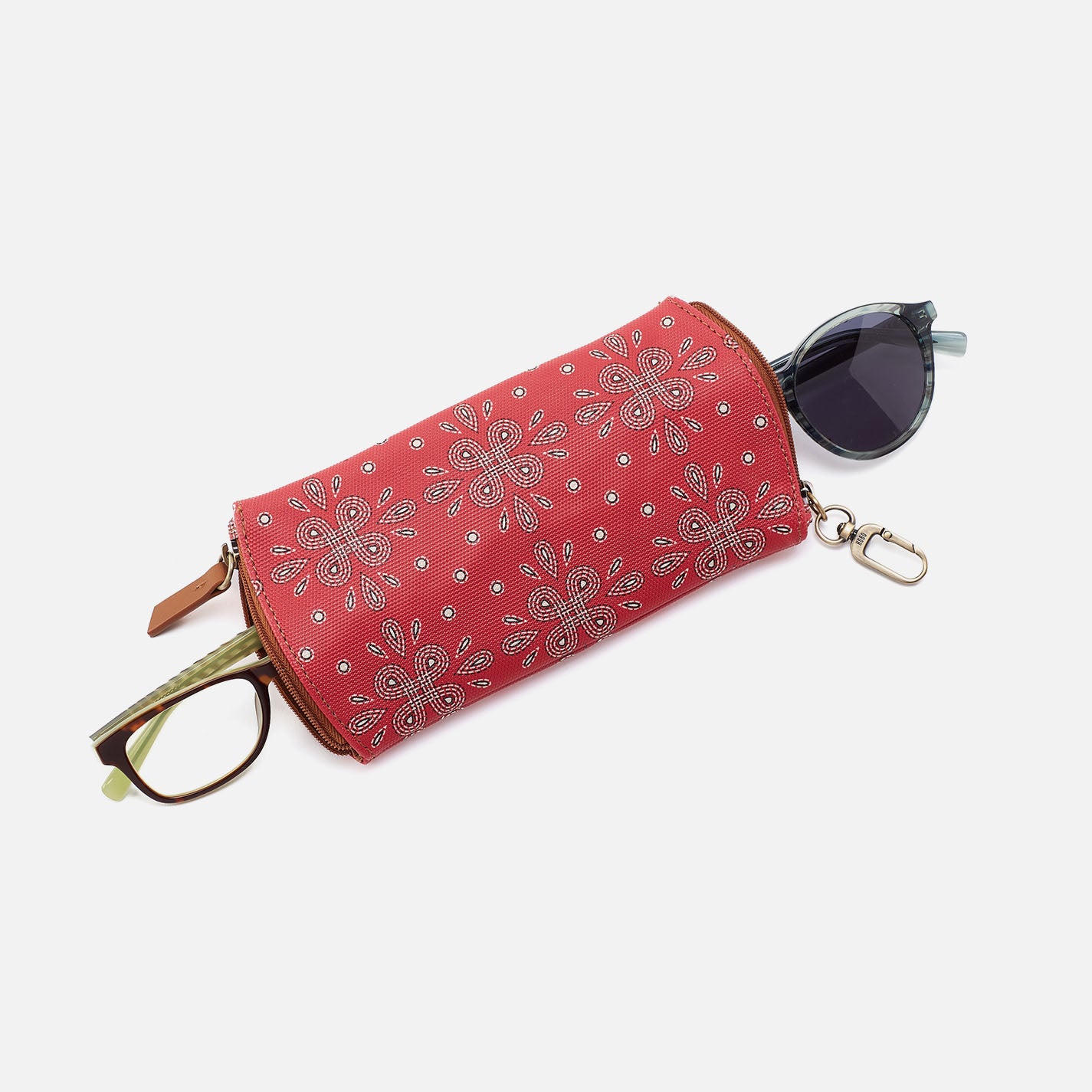 Spark Double Eyeglass Case In Coated Canvas - Red Journey Bandana - Image 2