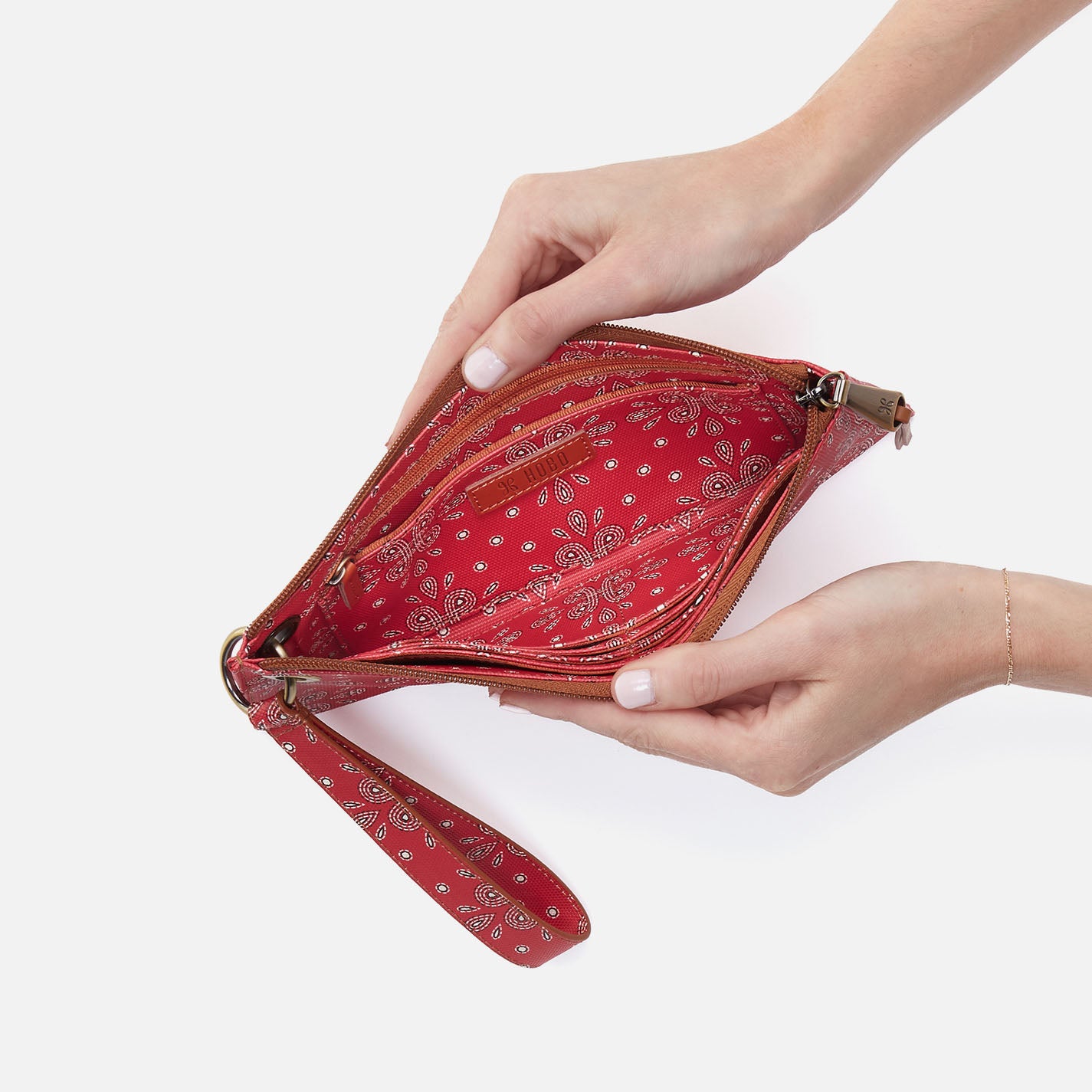 Vida Wristlet In Coated Canvas - Red Journey Bandana - Image 3