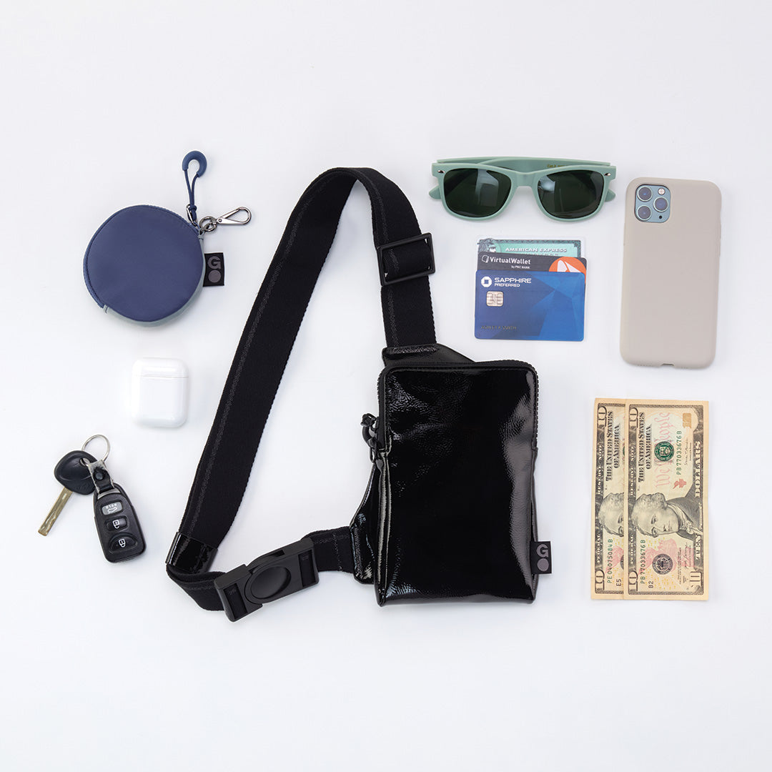 DIALED IN Phone Bag in EverShine nylon - Coffee Gold Metallic - Image 7