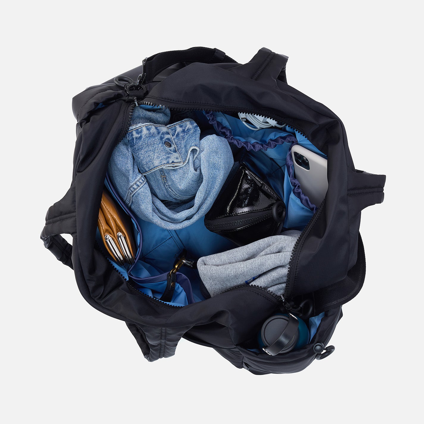 GET AWAY Duffle in CaRefiber recycled nylon - Jet - Image 3
