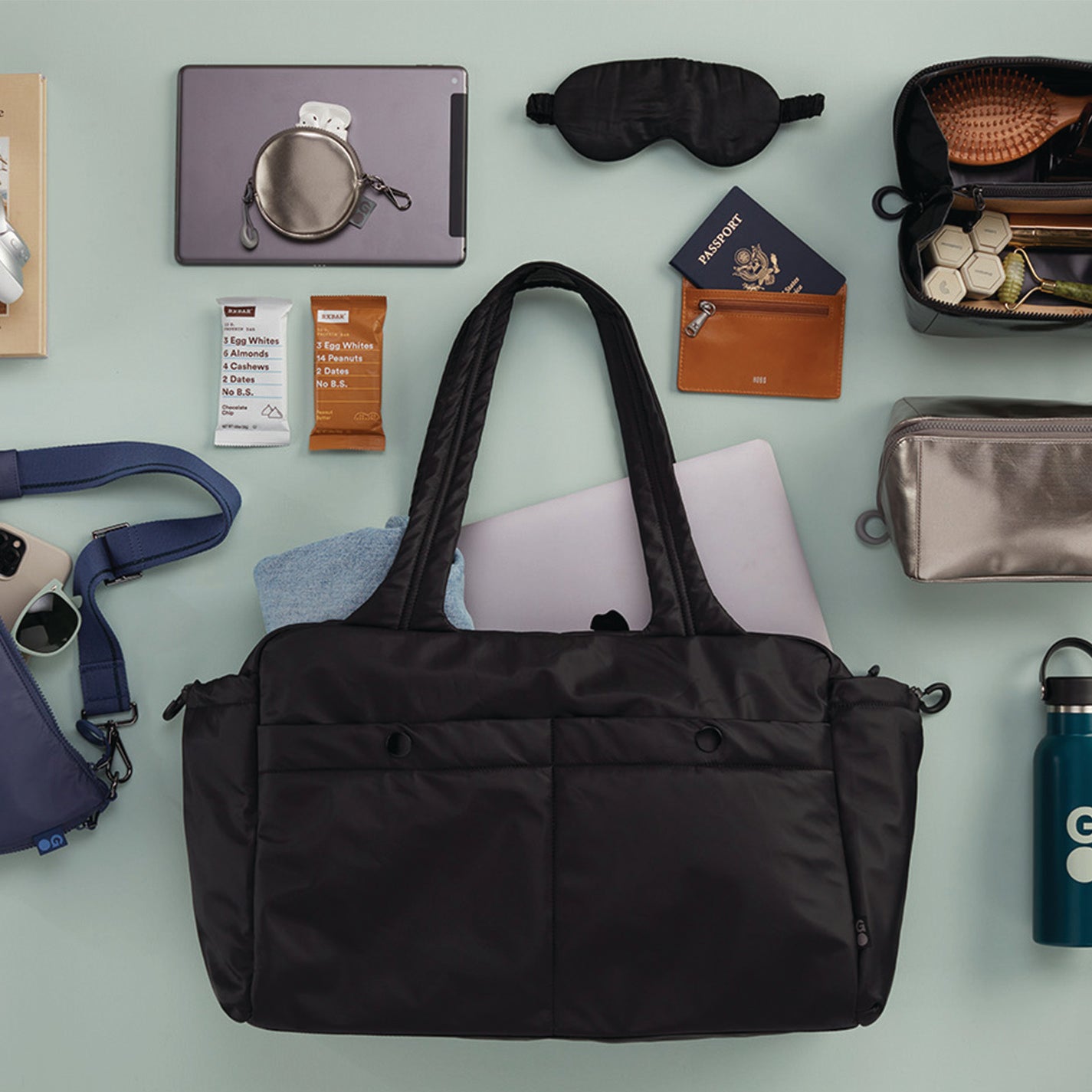 GET AWAY Duffle in CaRefiber recycled nylon - Jet - Image 12
