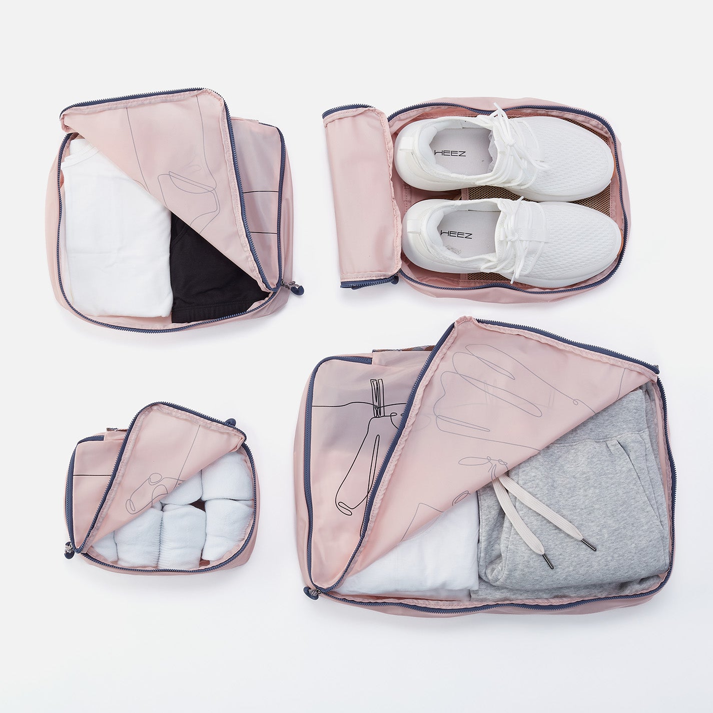 SET TO GO Packing Cube Large in CaRefiber recycled nylon - Lotus - Image 4