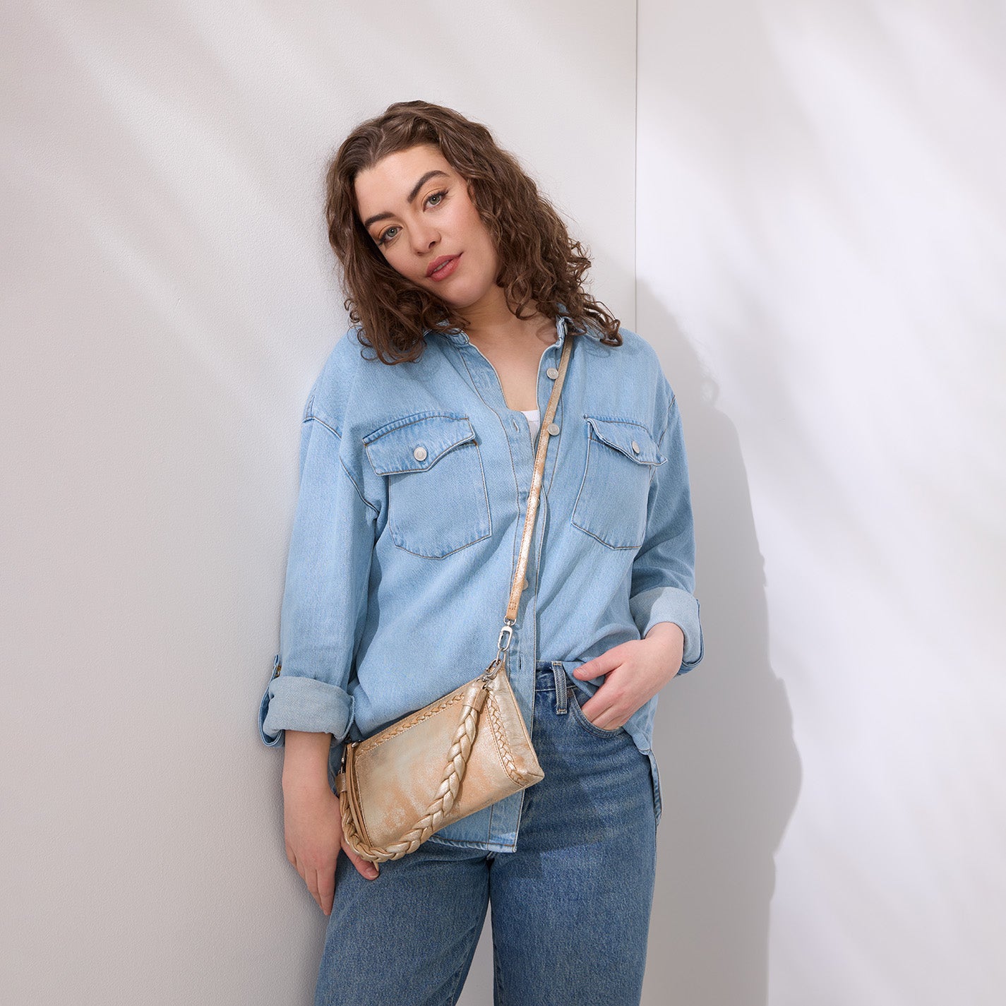 Darcy Crossbody In Metallic Leather - Saddle Stardust - Image 2