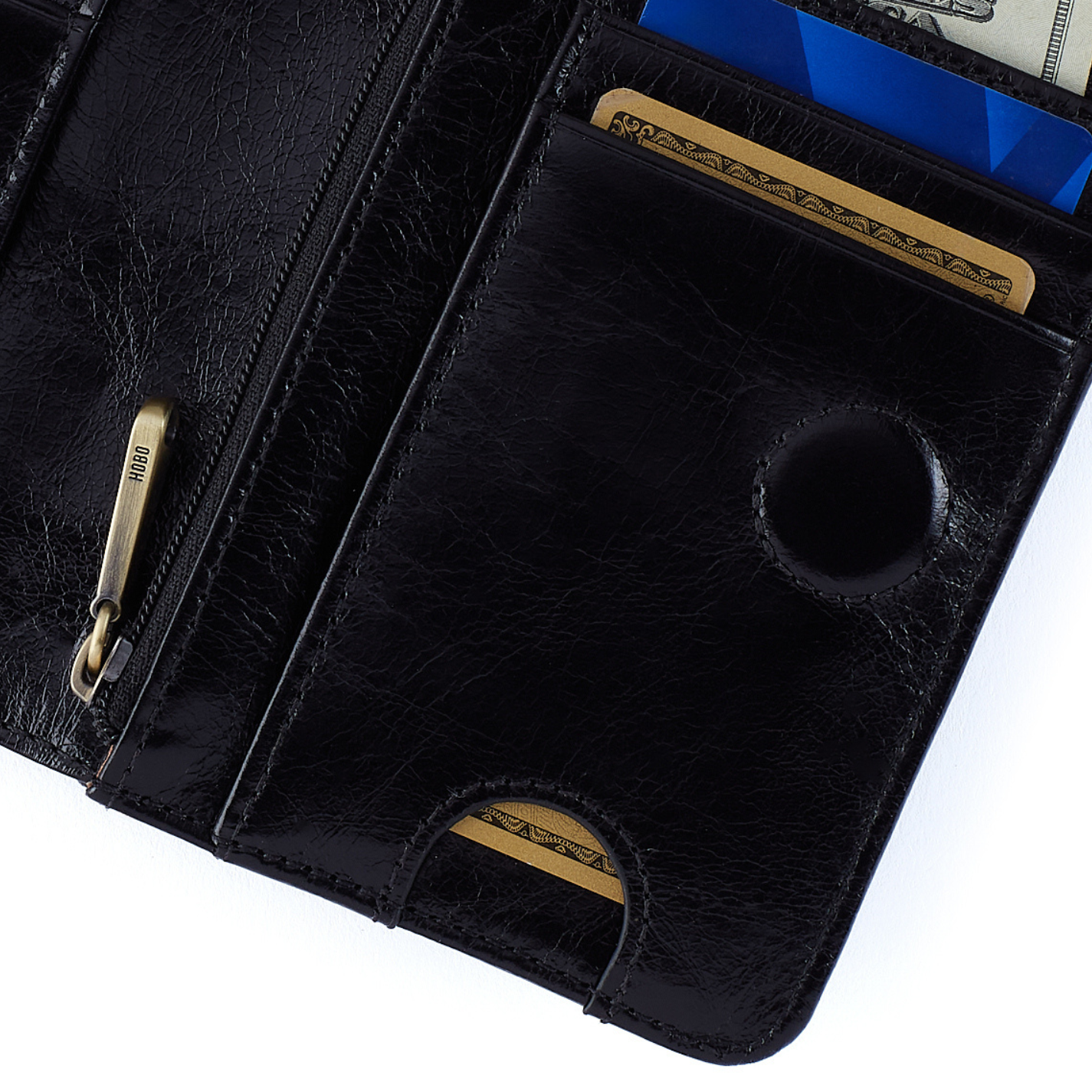 Jill Bifold Wallet in Polished Leather - Truffle - Image 3