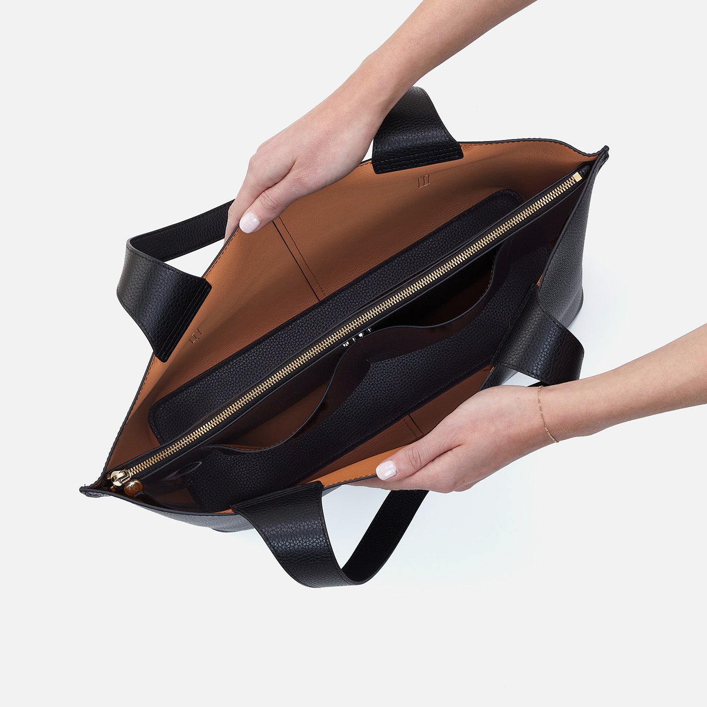 Vida Large Tote in Micro Pebbled Leather - Black - Image 3