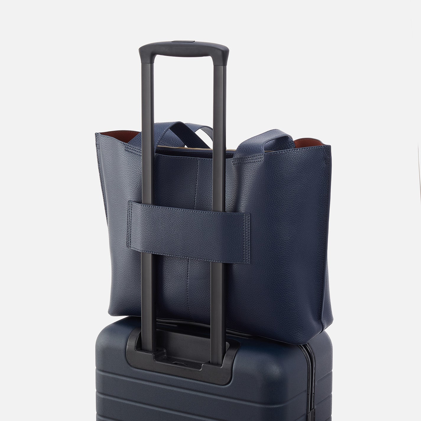 Vida Large Tote In Micro Pebbled Leather - Mood Indigo - Image 5