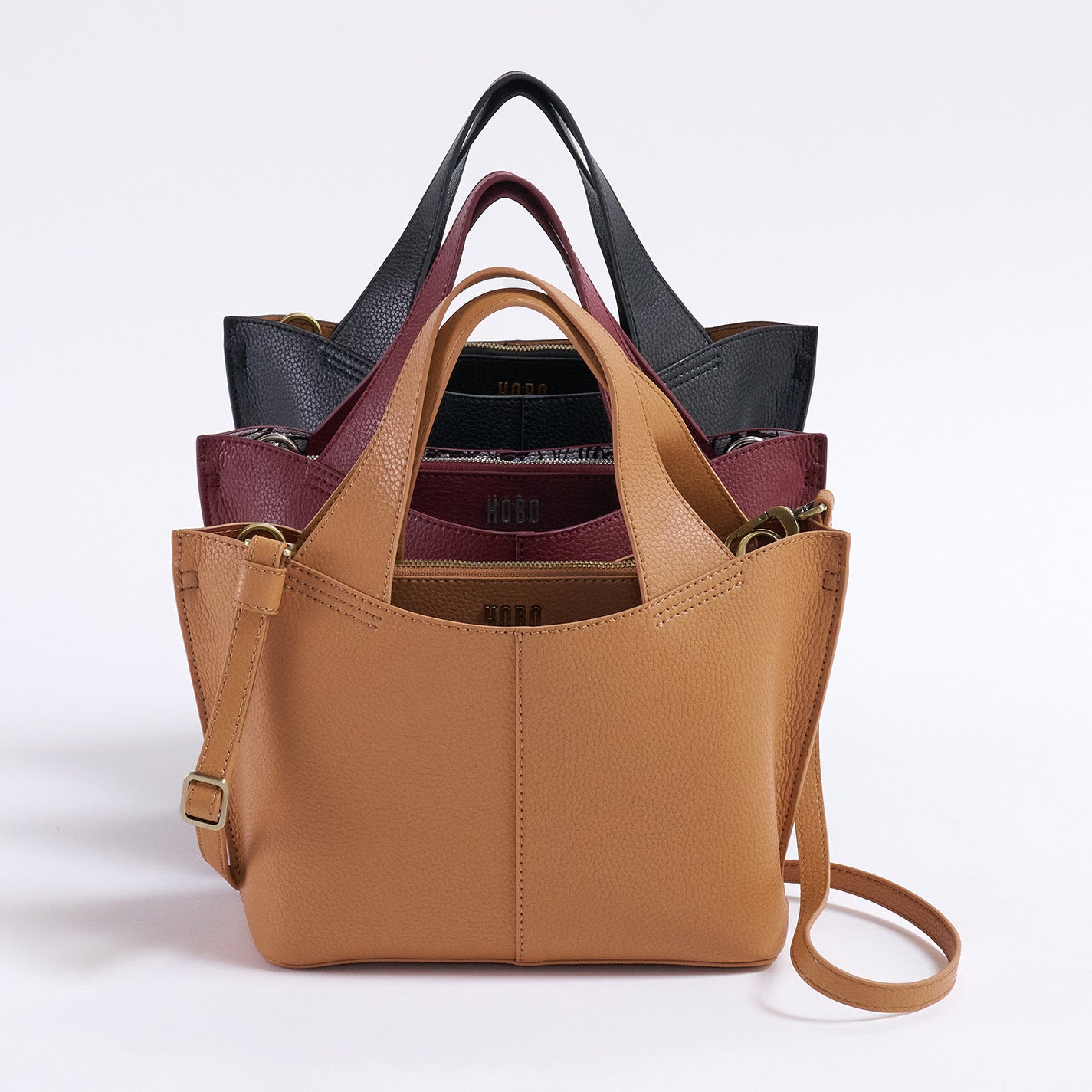 Vida Small Tote in Micro Pebbled Leather - Biscuit - Image 2
