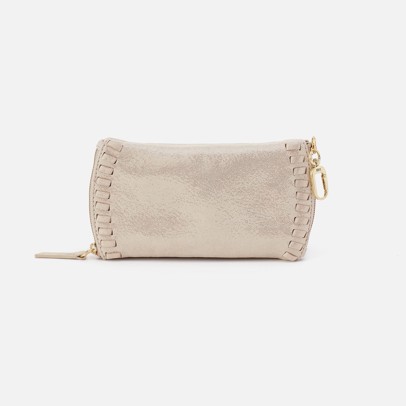 Spark Double Eyeglass Case In Metallic Leather - Sand Shimmer