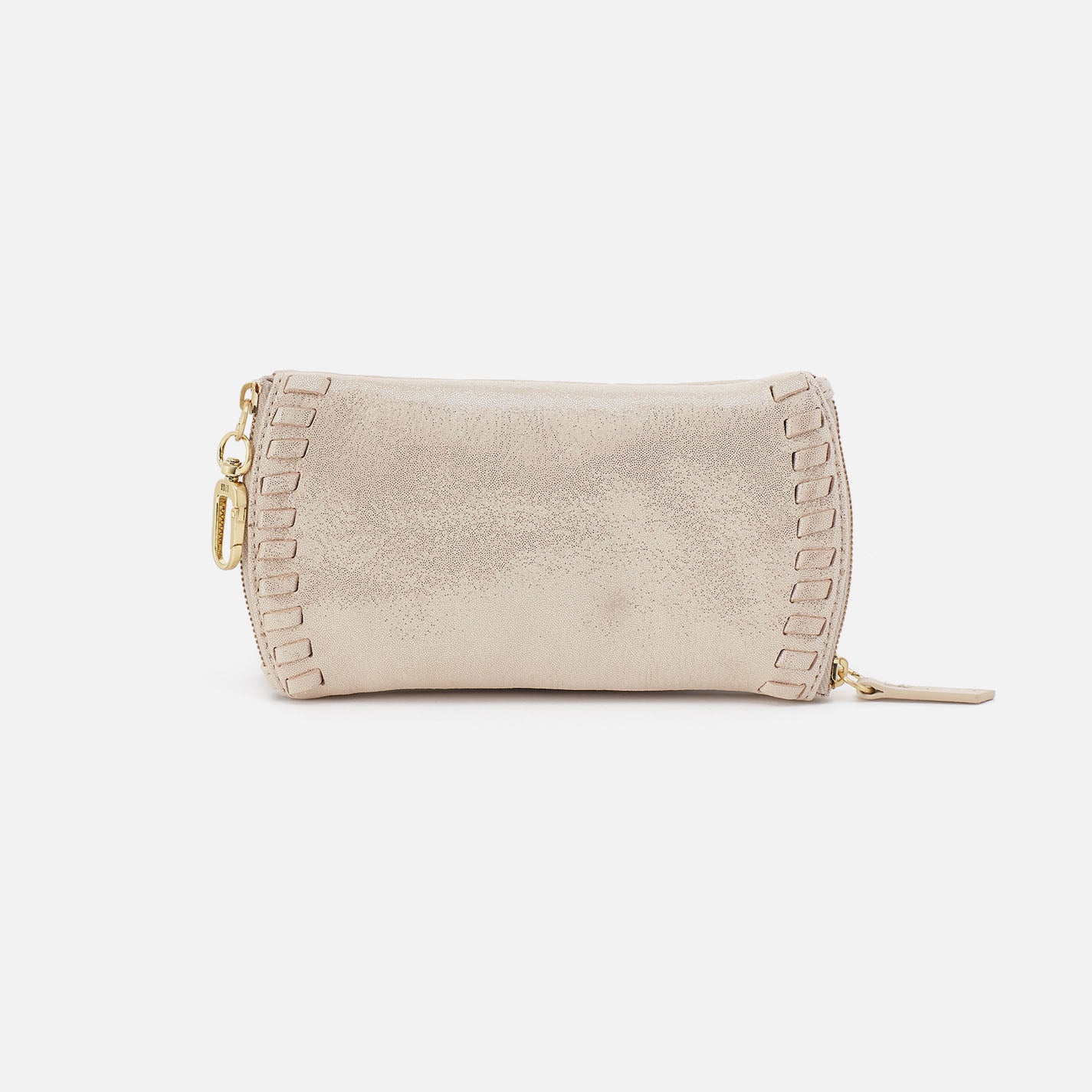Spark Double Eyeglass Case In Metallic Leather - Sand Shimmer - Image 3