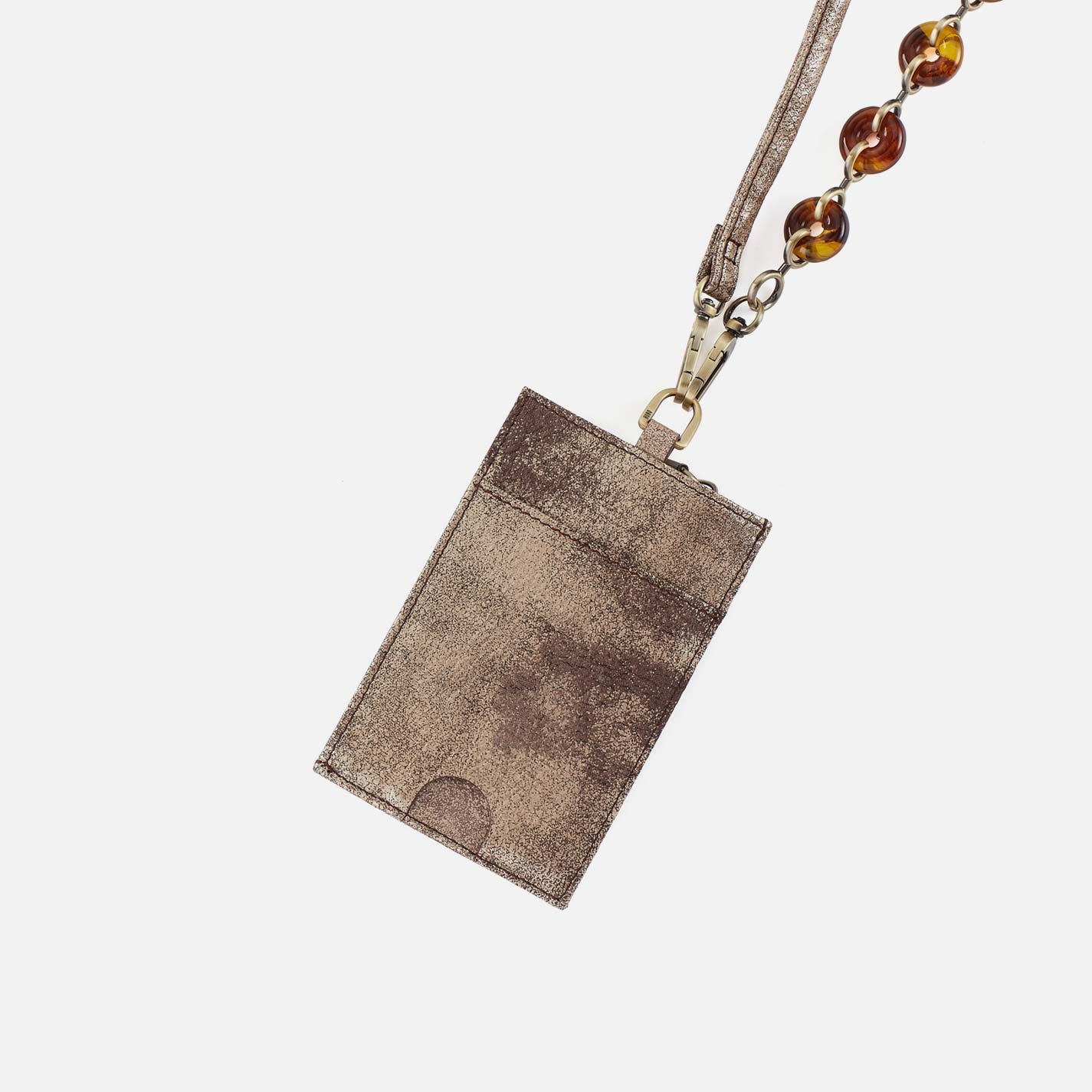 Around Town Lanyard in Metallic Leather - Cocoa Platinum - Image 4