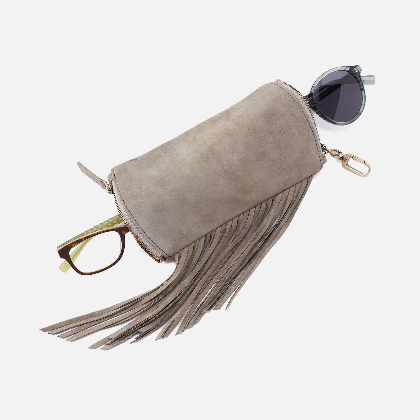 Spark Double Eyeglass Case in Nubuck Leather - Golden Granite - Image 2