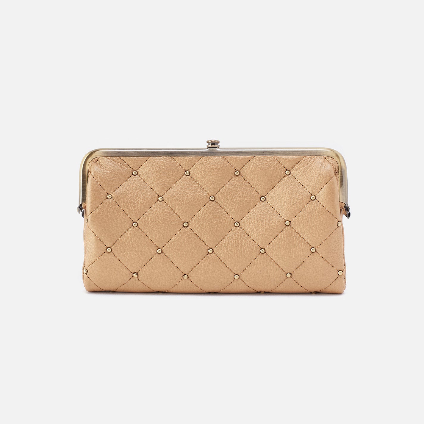 Lauren Clutch-Wallet In Pebbled Metallic Leather - Dusty Gold - Image 7