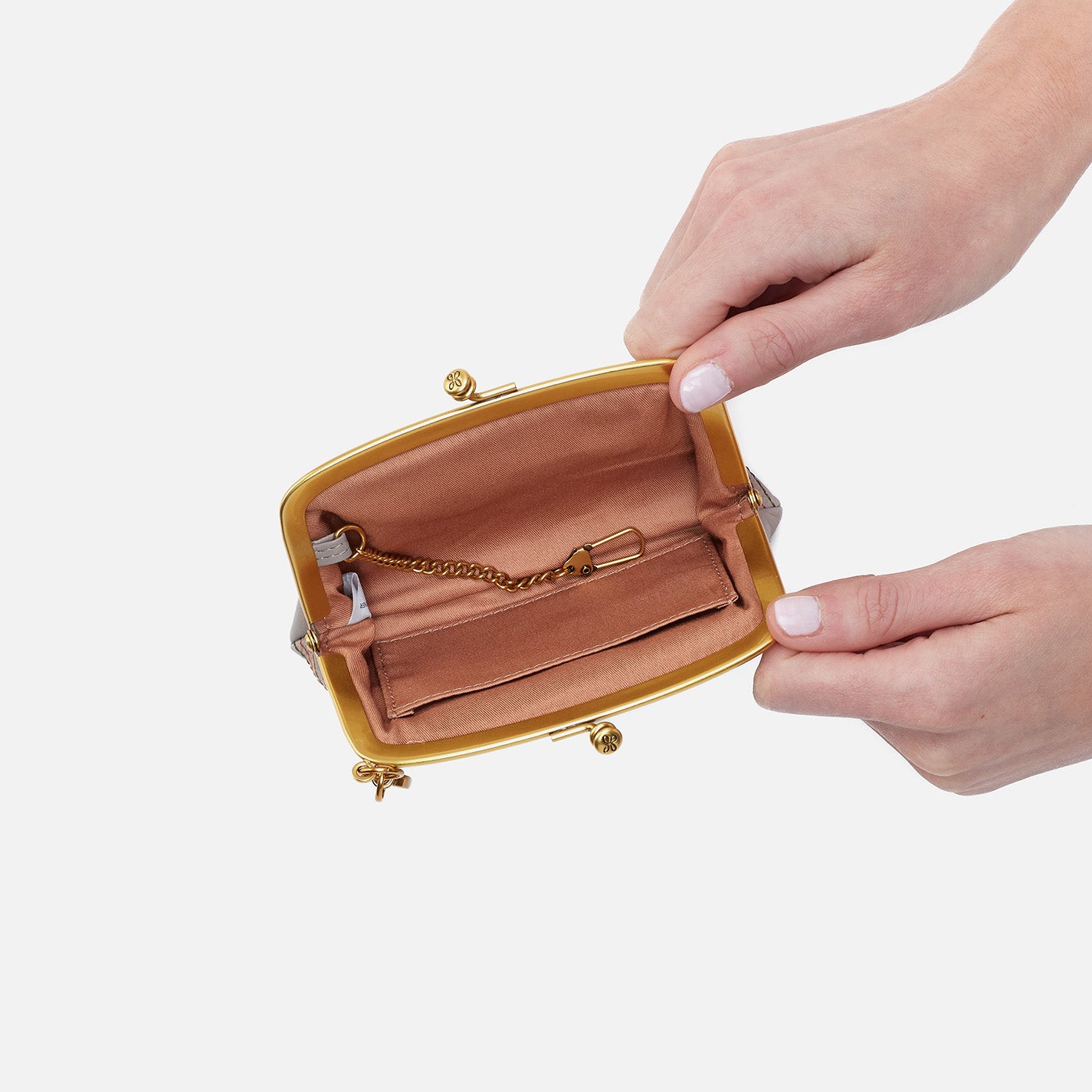 Cheer Frame Pouch In Pebbled Leather - Taupe - Image 2