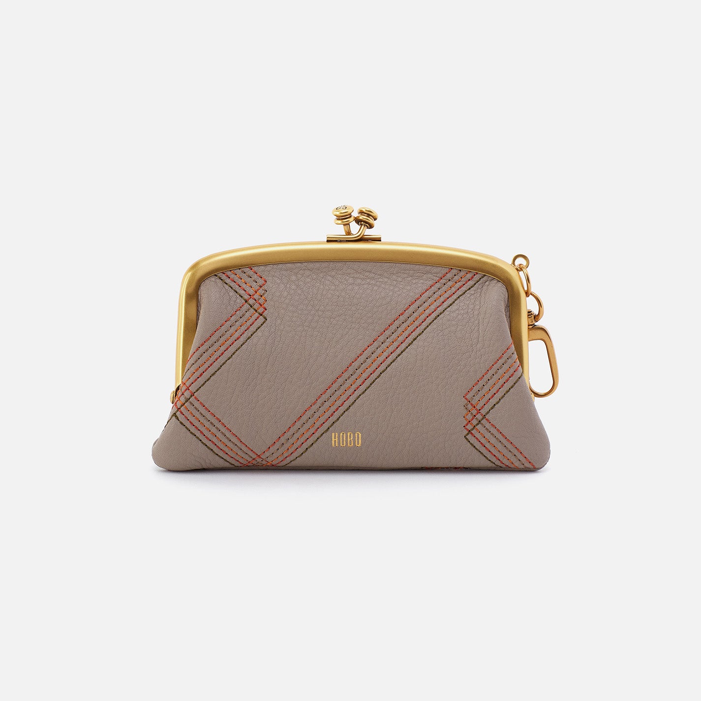Cheer Frame Pouch In Pebbled Leather - Taupe - Image 3