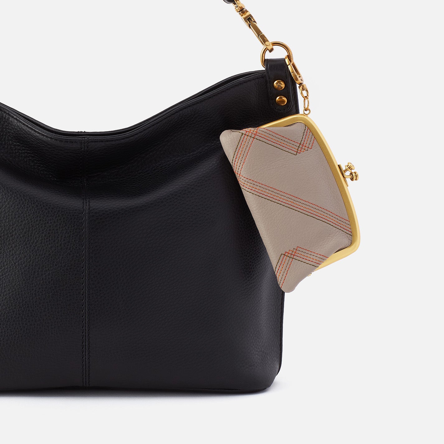 Cheer Frame Pouch In Pebbled Leather - Taupe - Image 4
