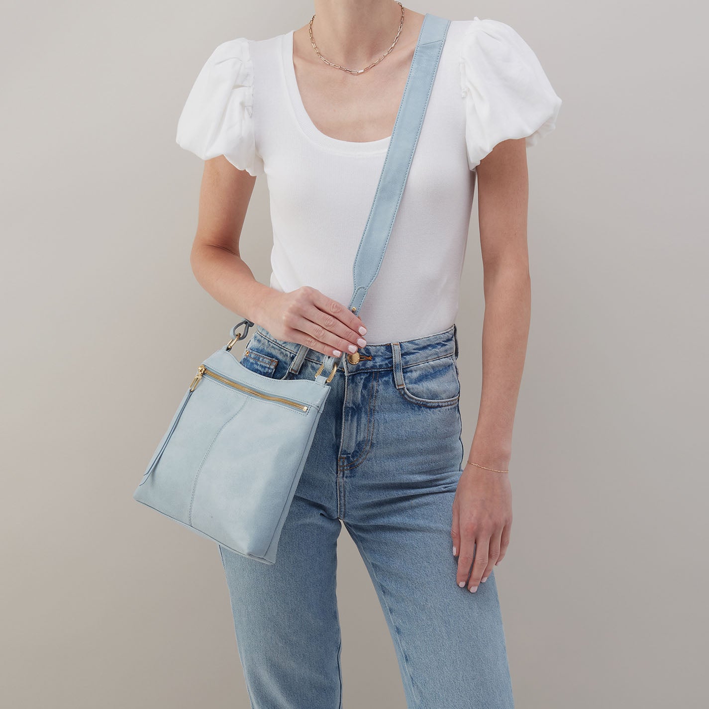 Cambel Crossbody In Buffed Leather - Sky - Image 2