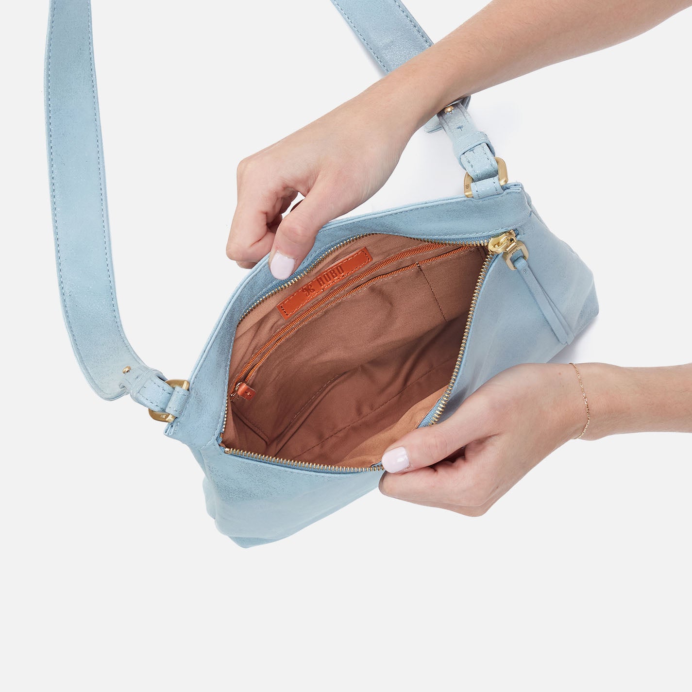 Cambel Crossbody In Buffed Leather - Sky - Image 3