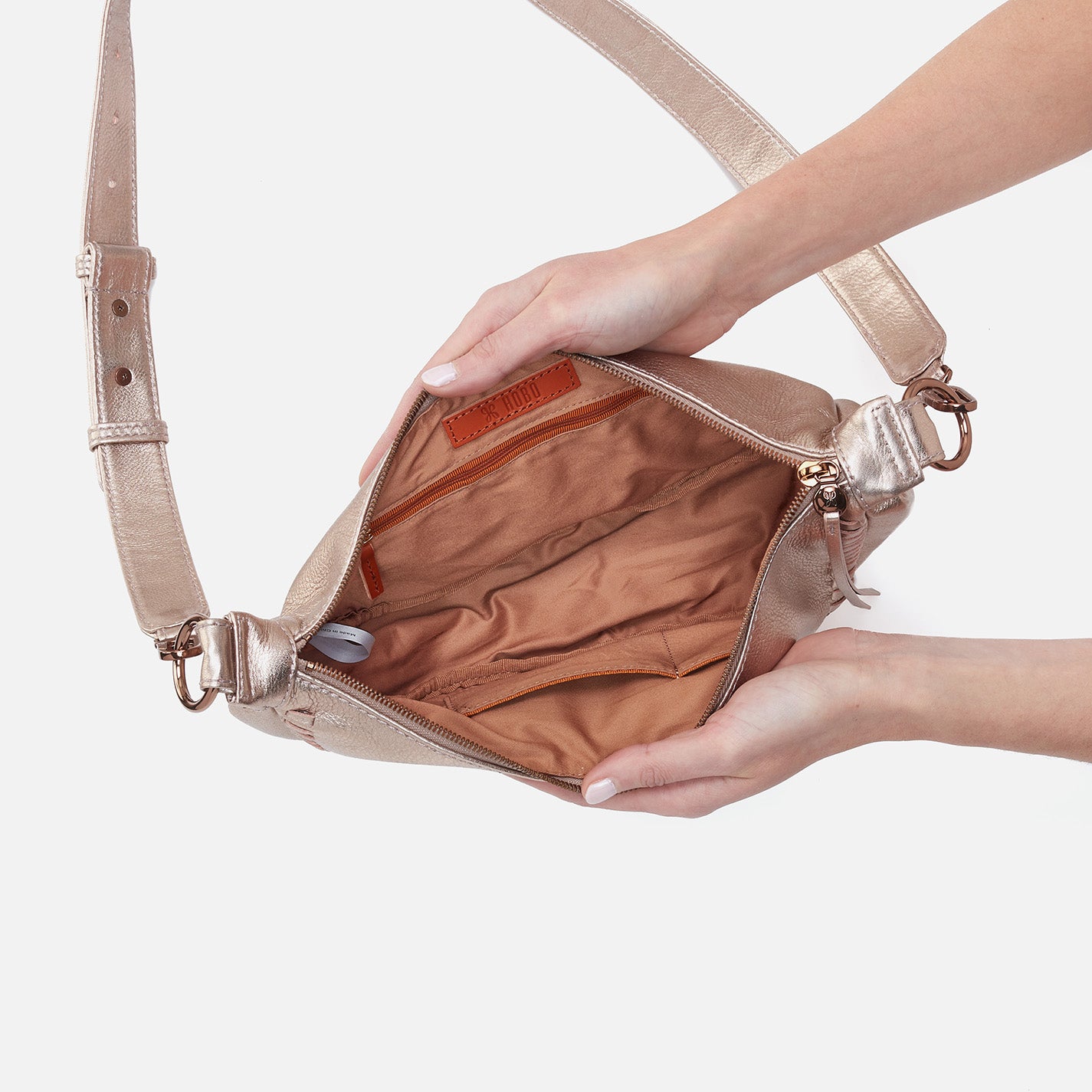 Knox Sling In Metallic Leather - Pink Gold Metallic - Image 3