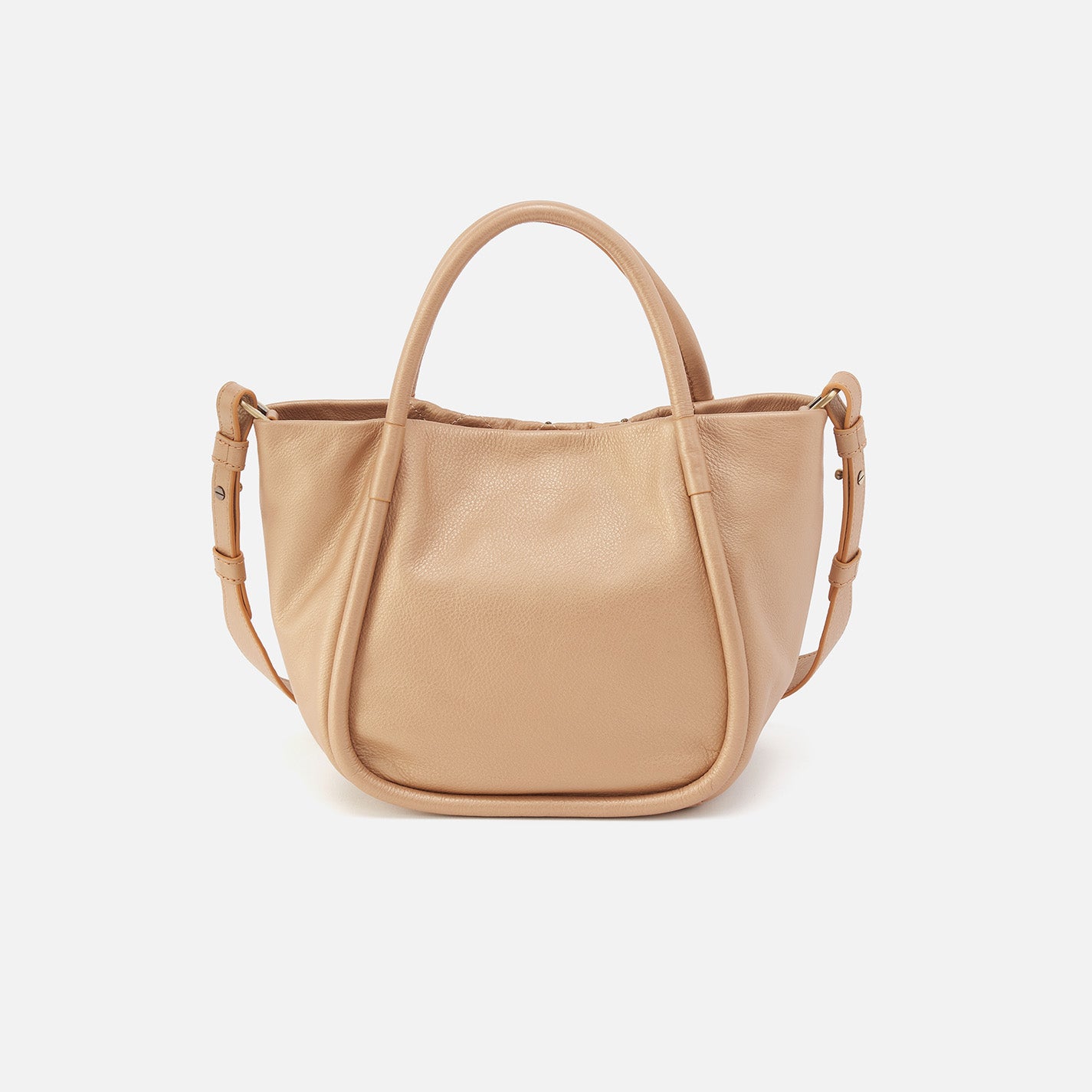Margot Satchel In Pebbled Metallic Leather - Dusty Gold - Image 6