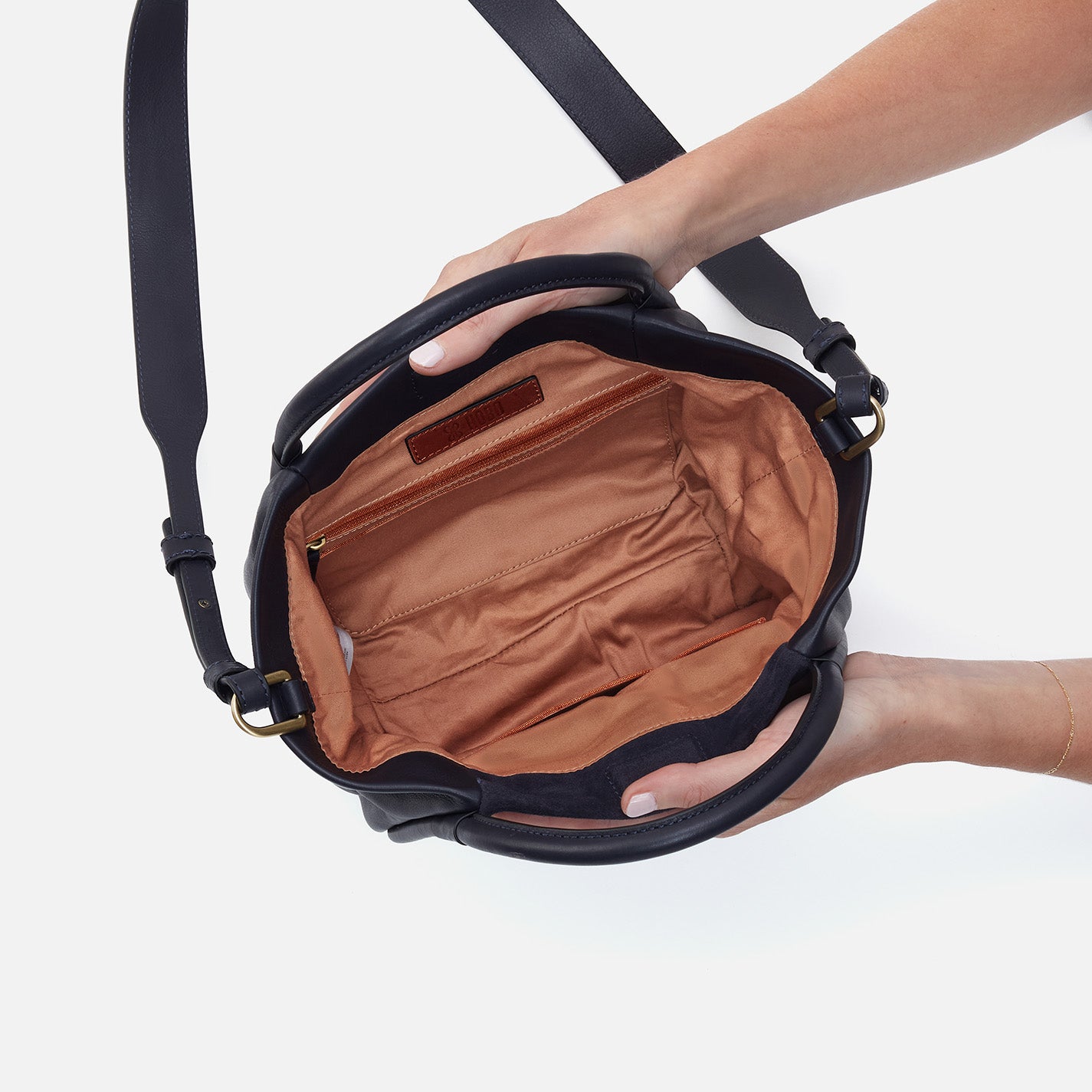 Margot Satchel In Smooth Leather - Navy - Image 4