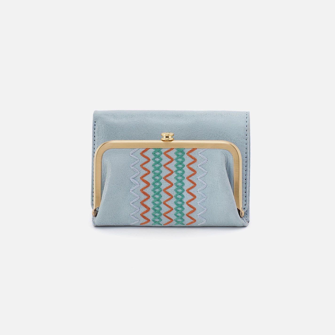 Robin Compact Wallet In Buffed Leather - Sky