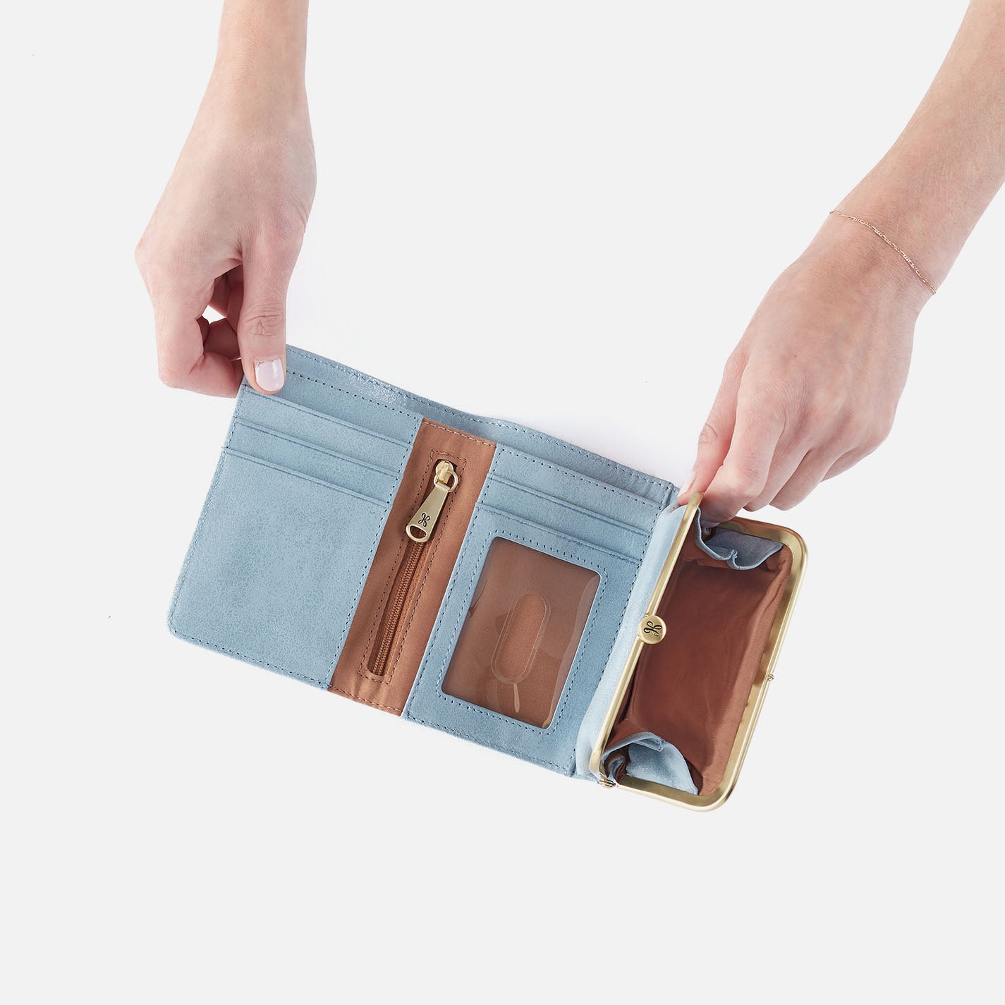 Robin Compact Wallet In Buffed Leather - Sky - Image 2