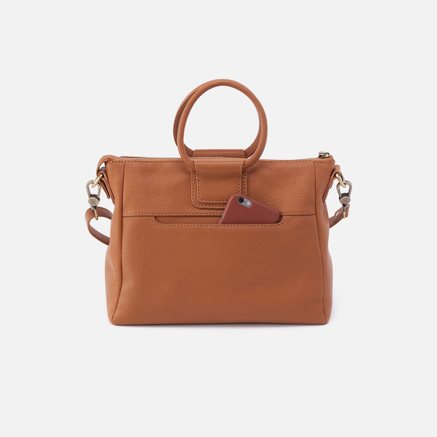 Sheila Medium Satchel In Pebbled Leather - Warm Honey - Image 5