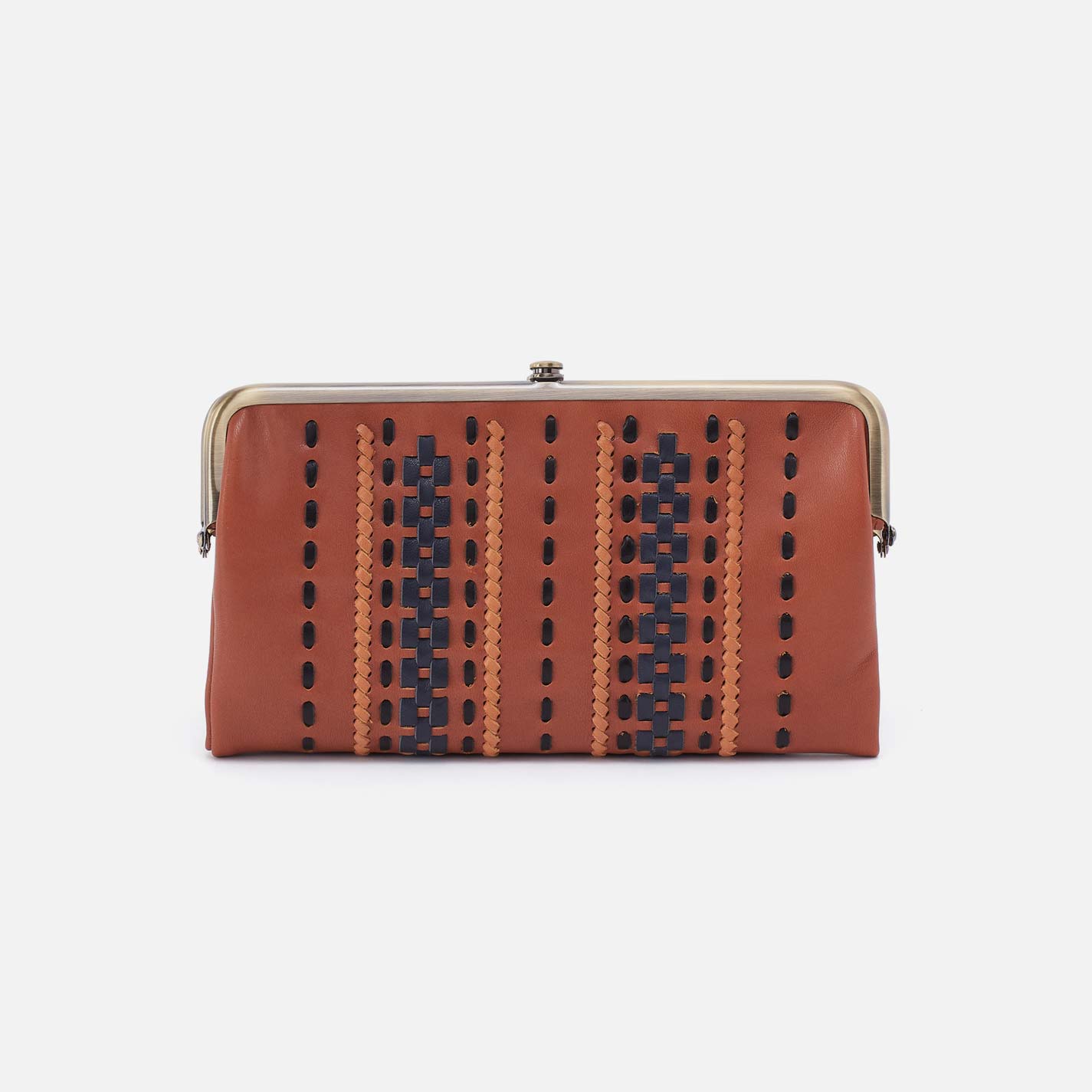 Lauren Clutch-Wallet in Smooth Leather with Multi Stitch - Timberline - Image 4