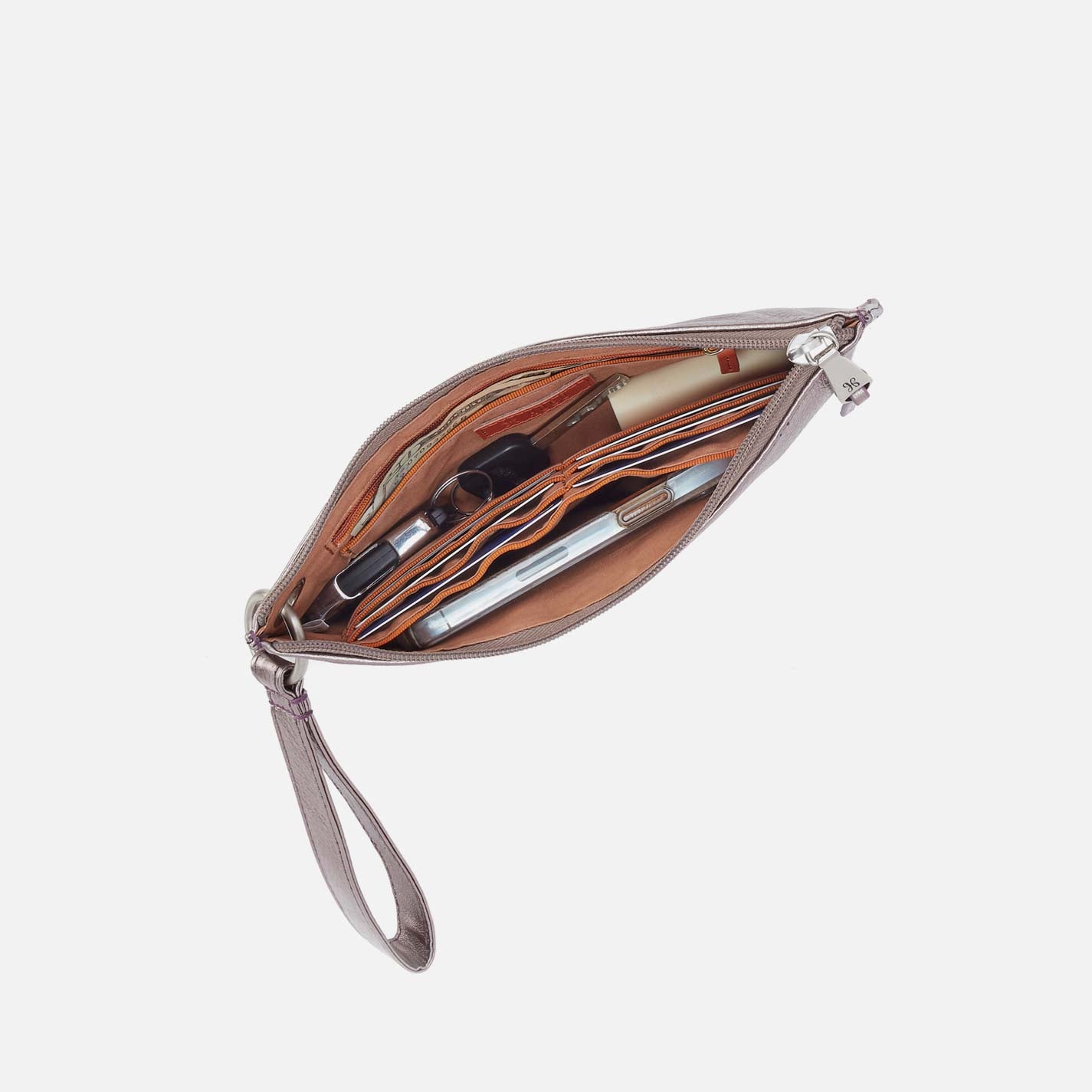 Vida Wristlet in Metallic Leather - Pewter Spur - Image 3