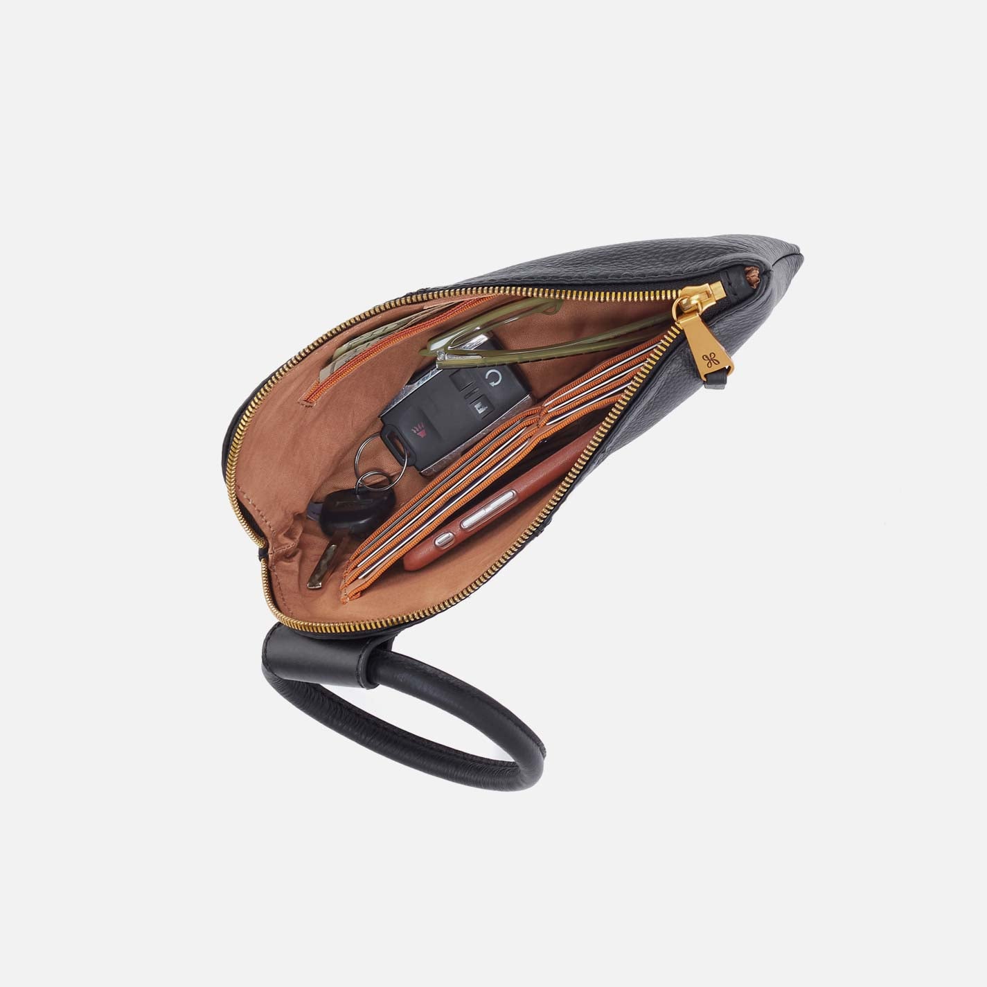 Sable Wristlet in Pebbled Leather - Black With Studs - Image 3