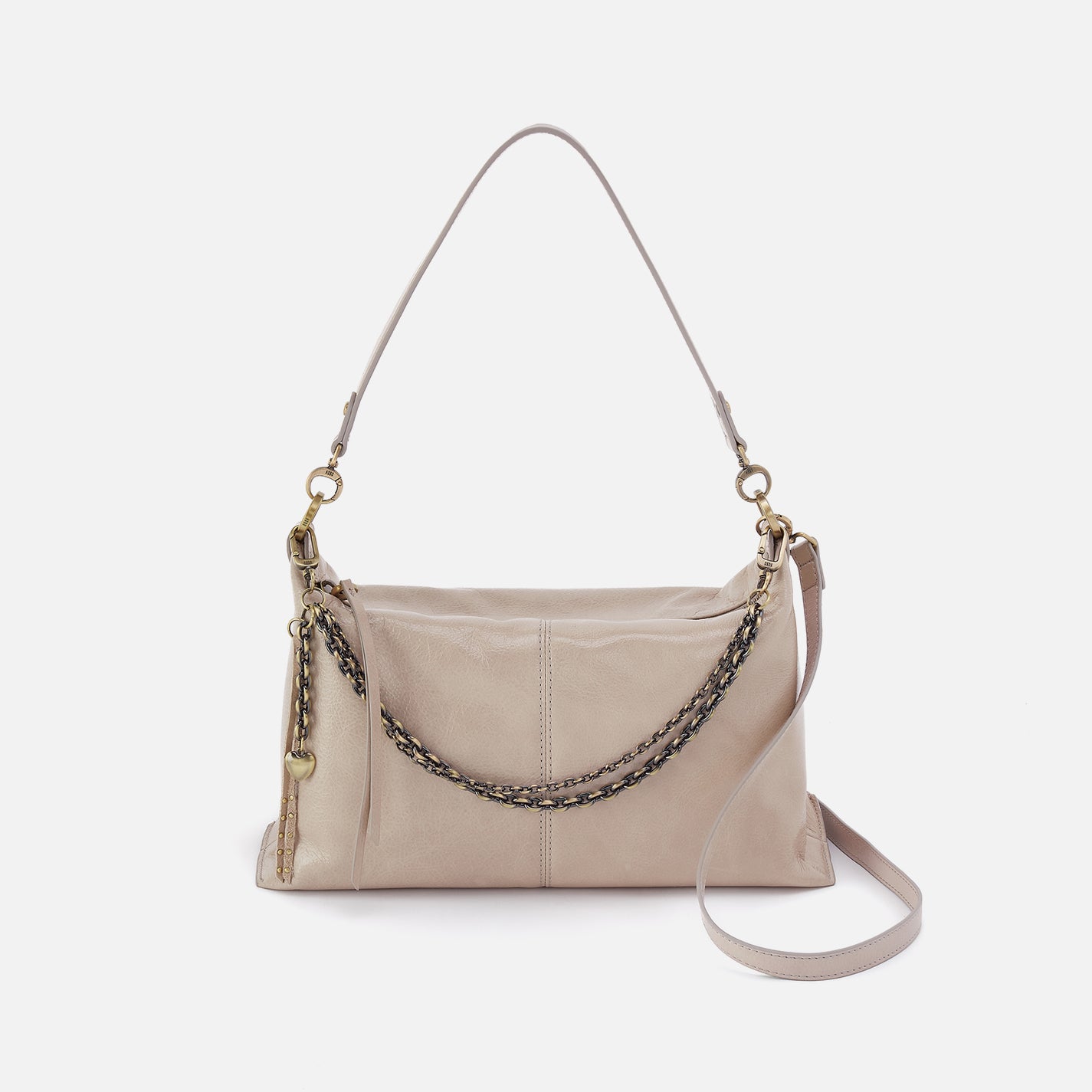Avon Shoulder Bag in Aniline Gloss Leather - Stone Gloss