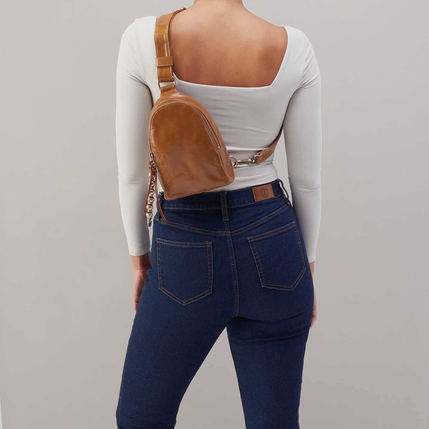 Fern Sling in Polished Leather - Truffle - Image 5
