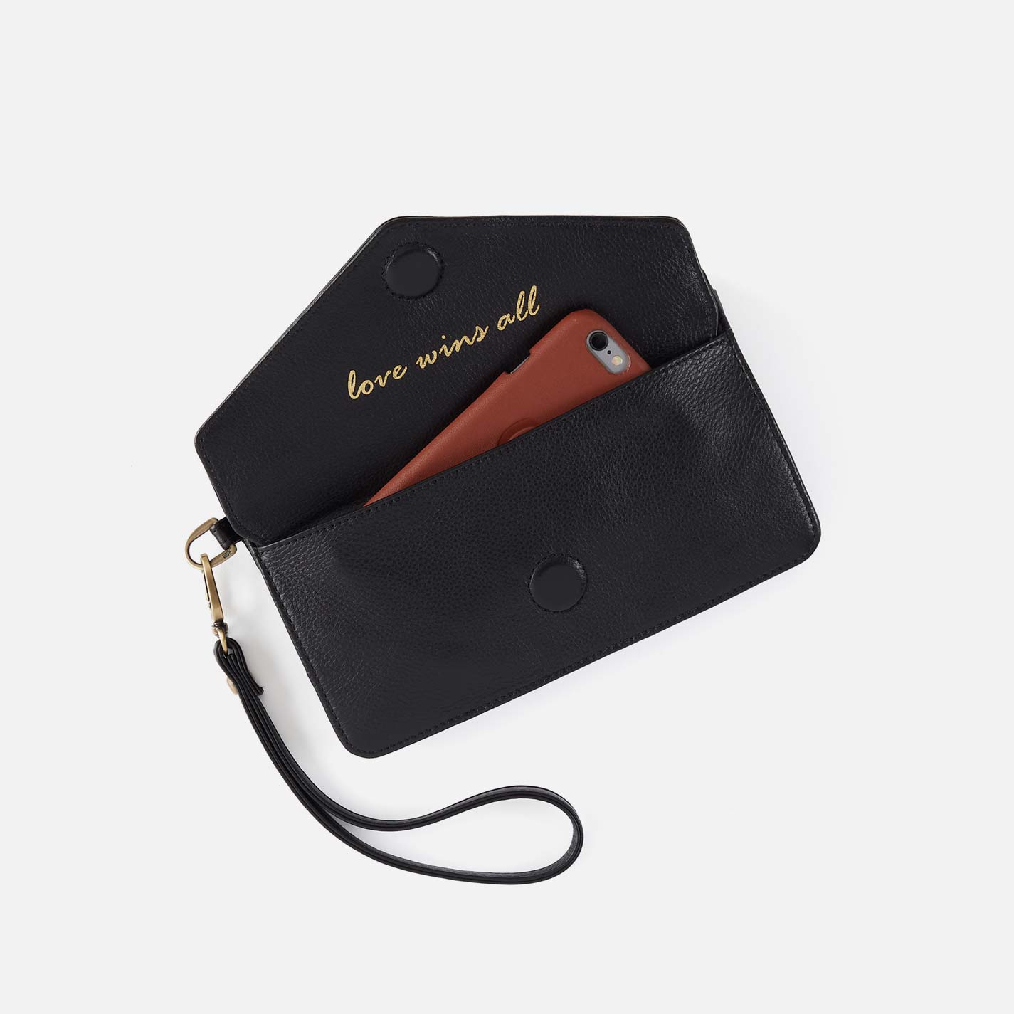 Goldie Wristlet in Pebbled Leather - Black - Image 3