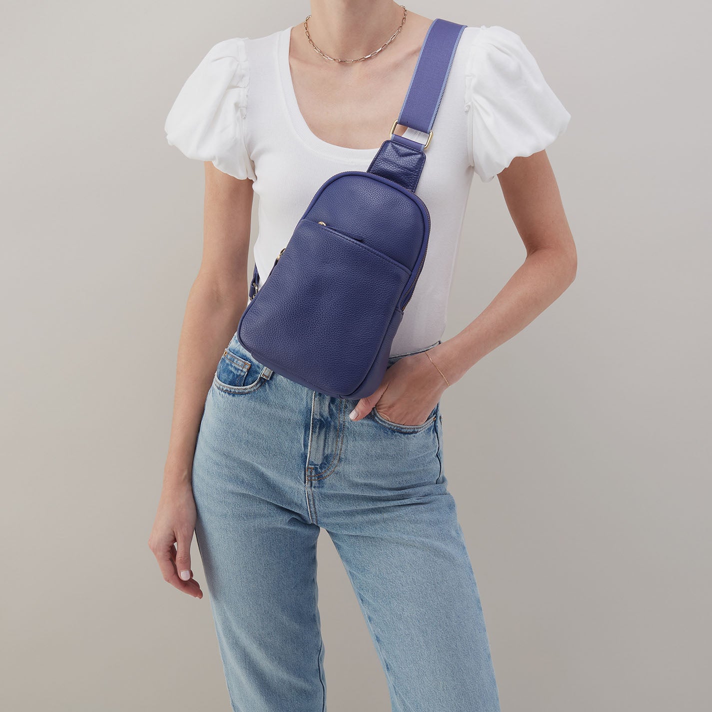 Cass Sling In Pebbled Leather - Dark Iris - Image 2
