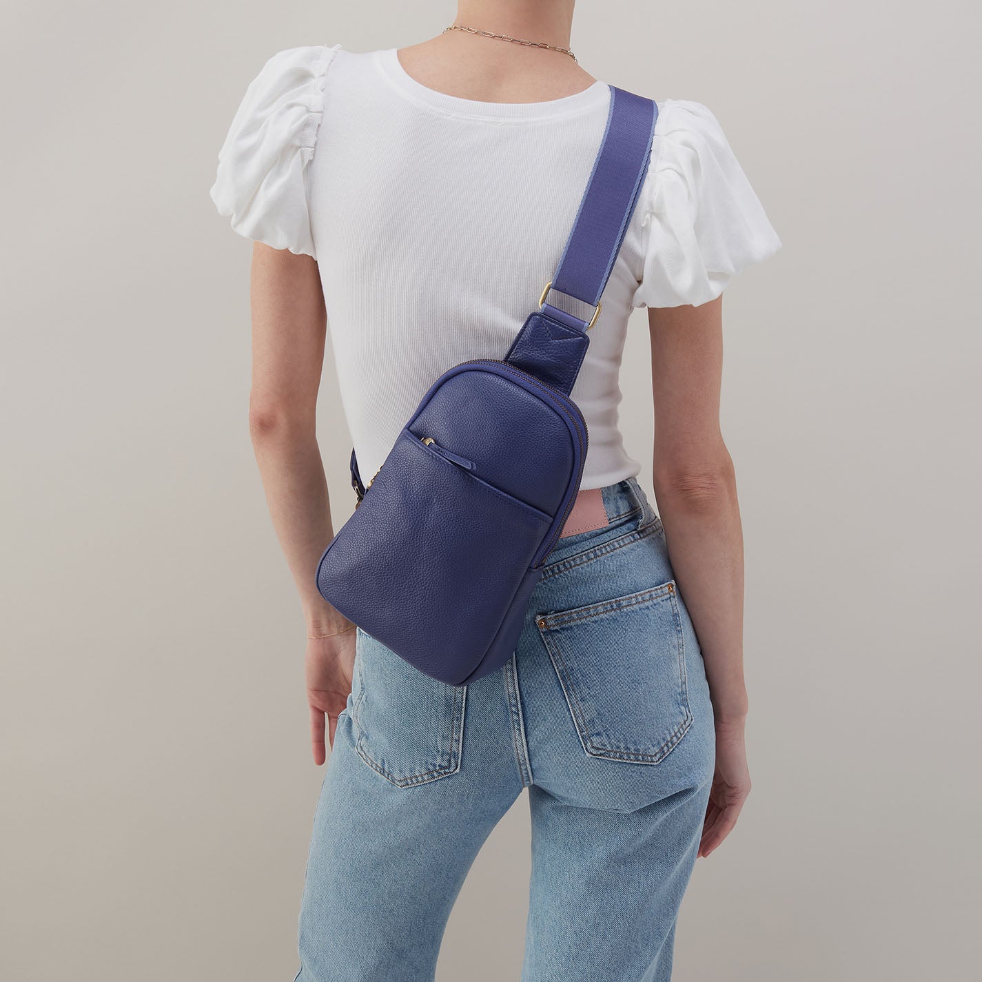 Cass Sling In Pebbled Leather - Dark Iris - Image 5