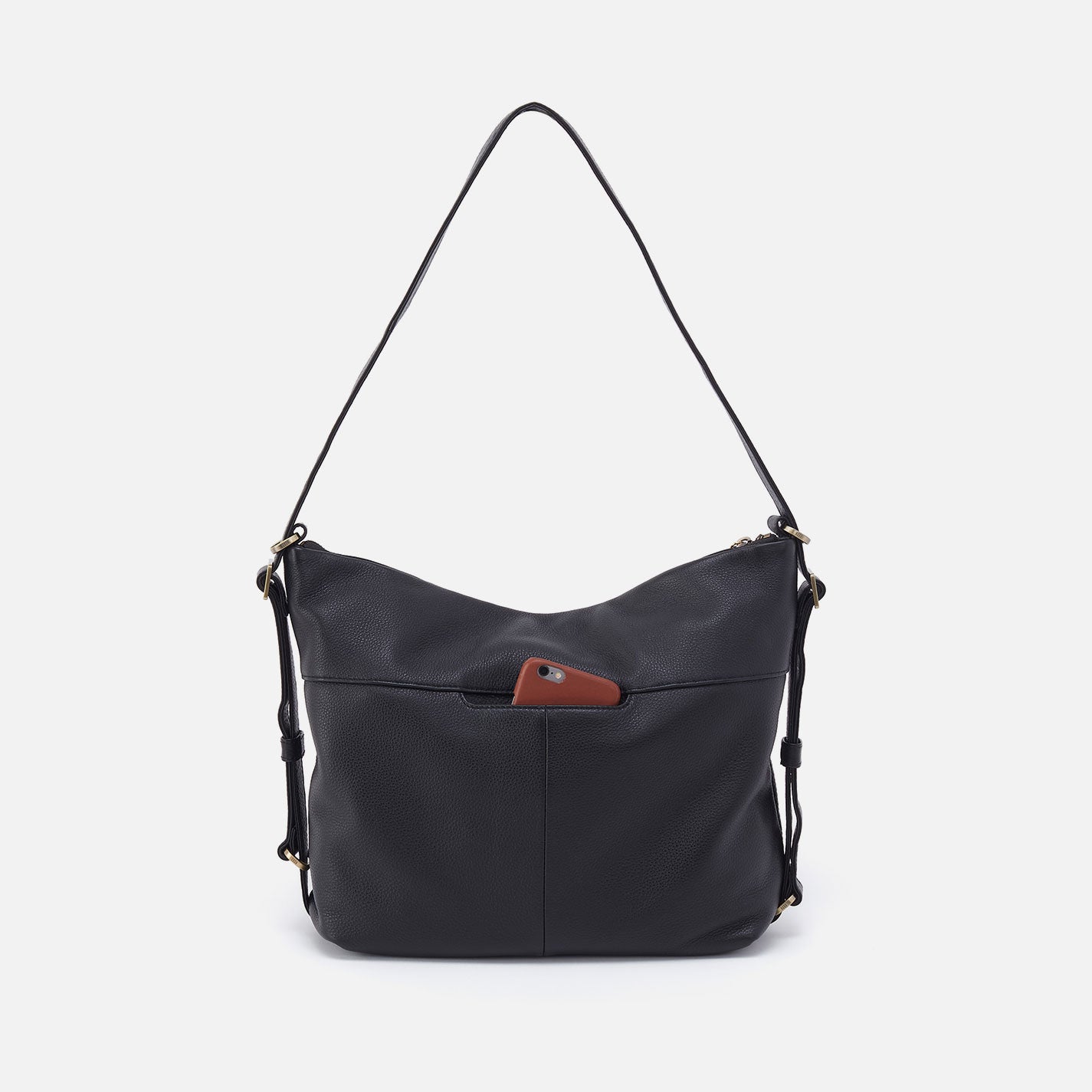 Emily Convertible Backpack in Pebbled Leather - Black - Image 7