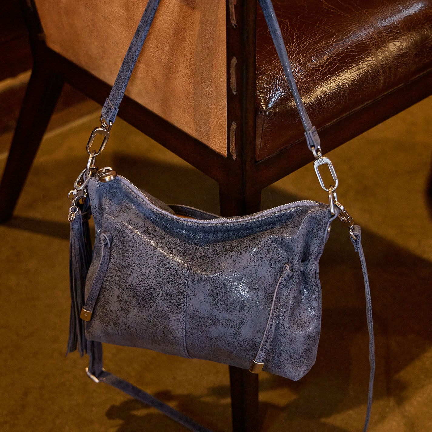 Kori Crossbody in Buffed Leather - Indigo Sky - Image 2