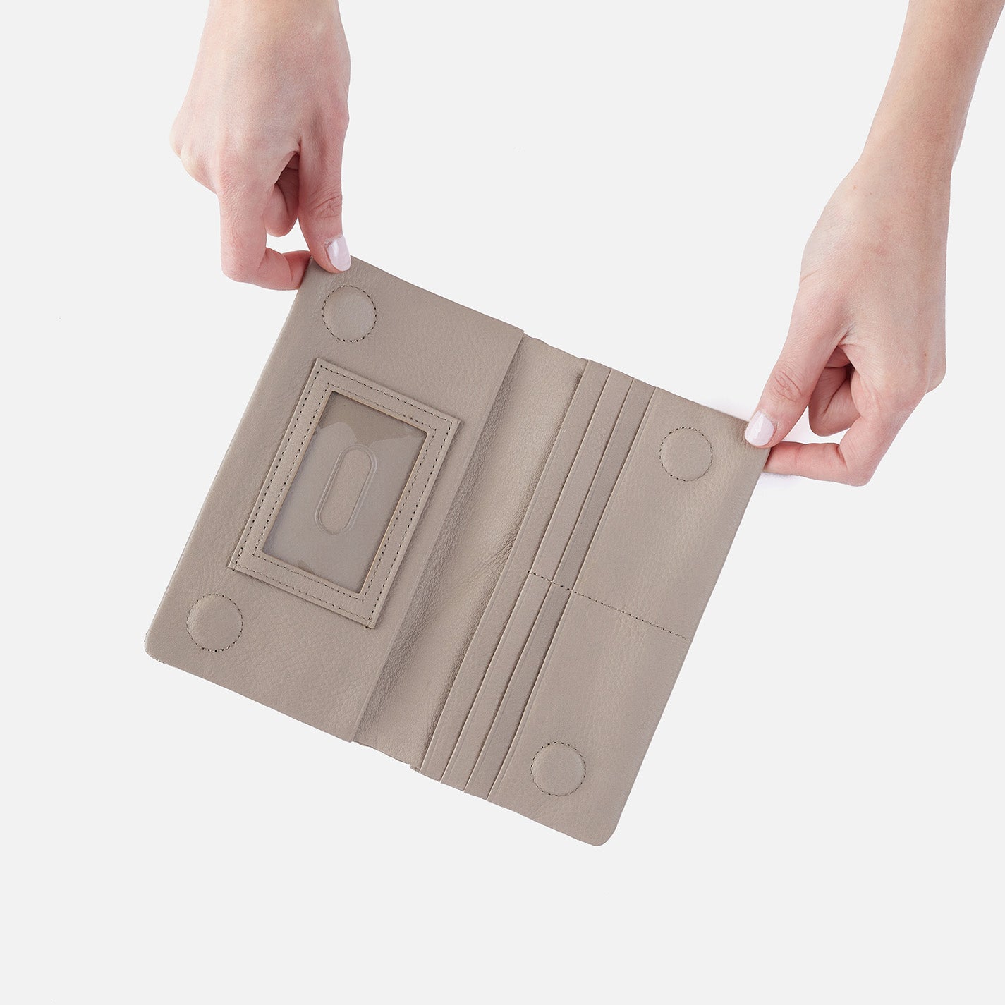 Lumen Continental Wallet in Pebbled Leather - Taupe - Image 3