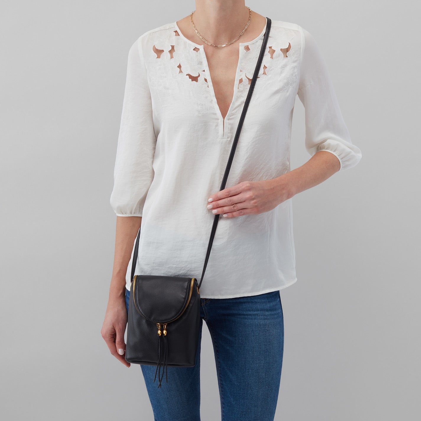 Fern Crossbody in Pebbled Leather - Black - Image 2