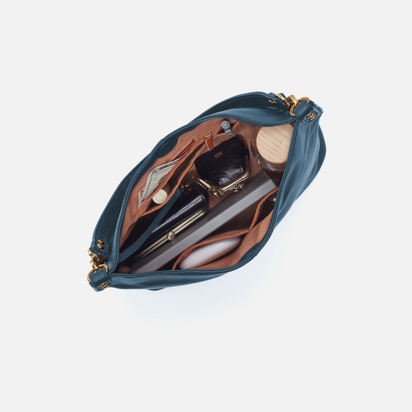 Pier Shoulder Bag in Pebbled Leather - Peacock Feather - Image 3