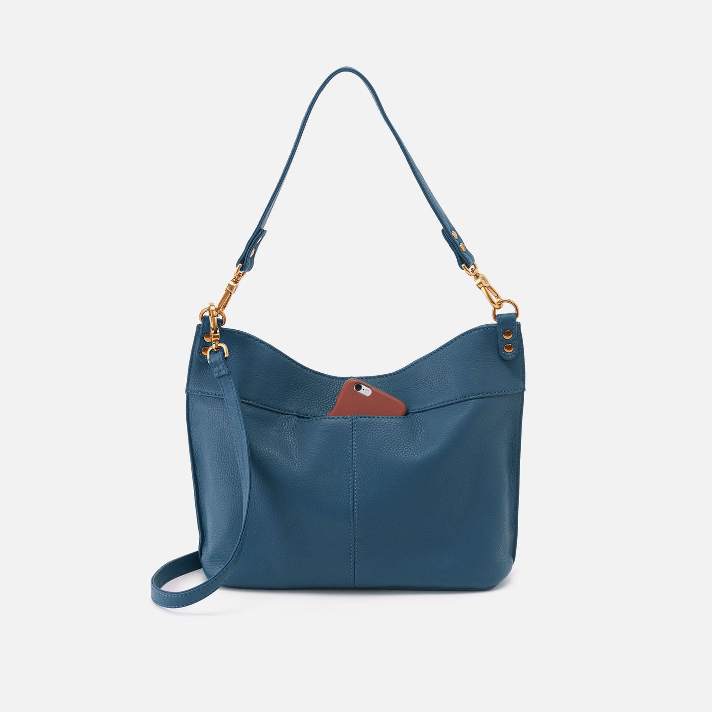 Pier Shoulder Bag in Pebbled Leather - Peacock Feather - Image 4